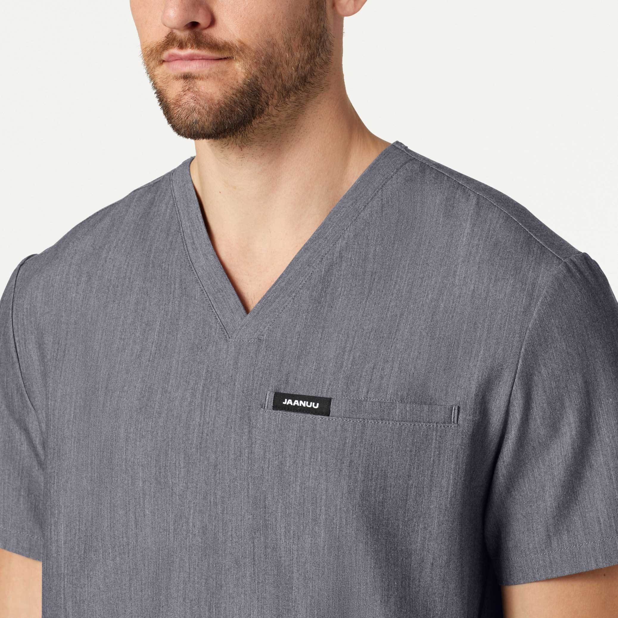 Platt 3-Pocket Scrub Top - Heather Gray - Image 4
