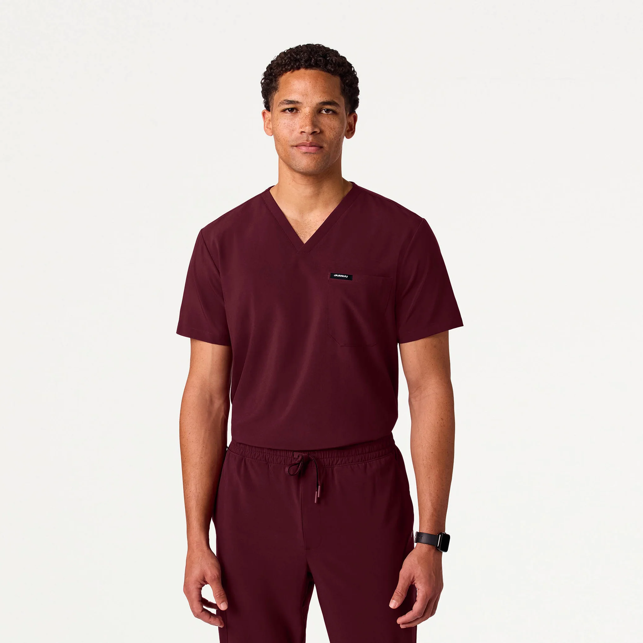 Rhys 1-Pocket Scrub Top - Burgundy