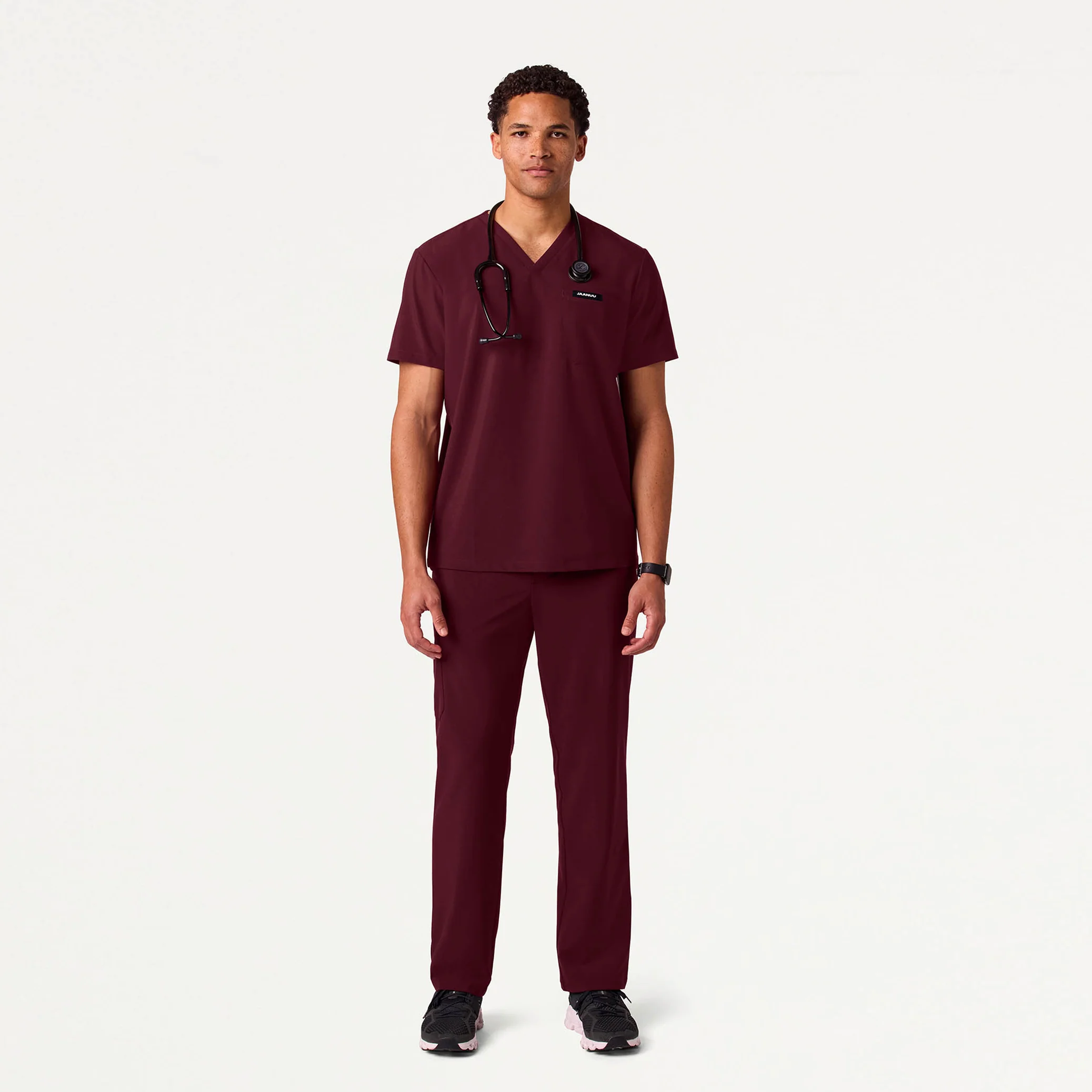 Rhys 1-Pocket Scrub Top - Burgundy - Image 2