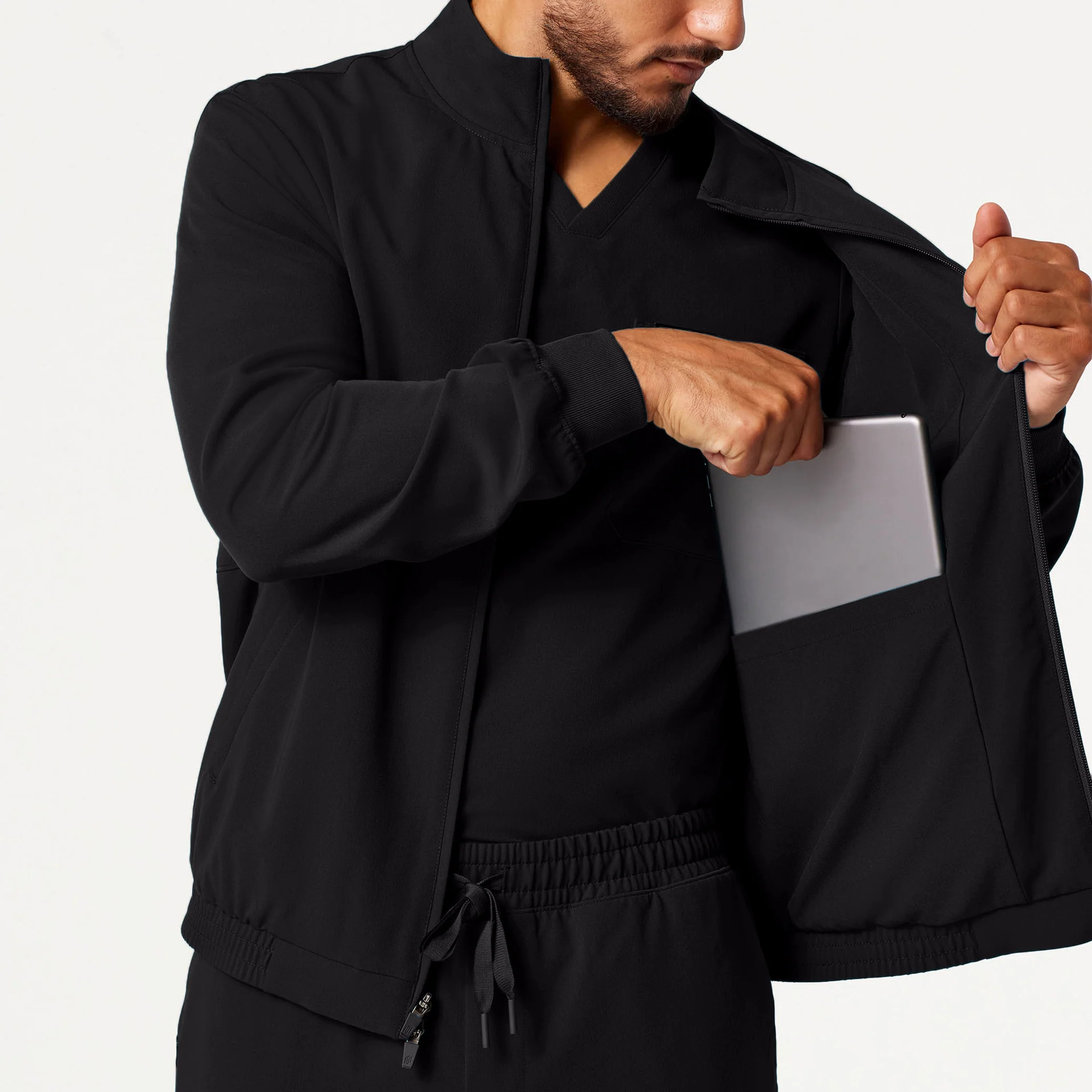 Wolfe Everyday 6-Pocket Scrub Jacket - Black - Image 4