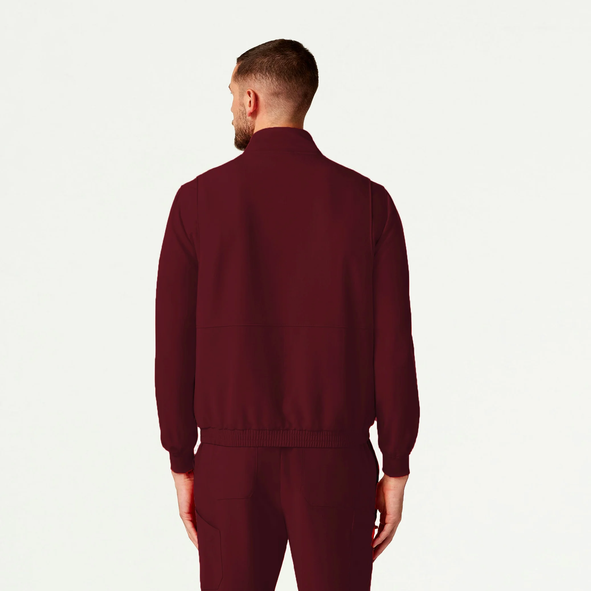 Wolfe Everyday 6-Pocket Scrub Jacket - Burgundy - Image 3
