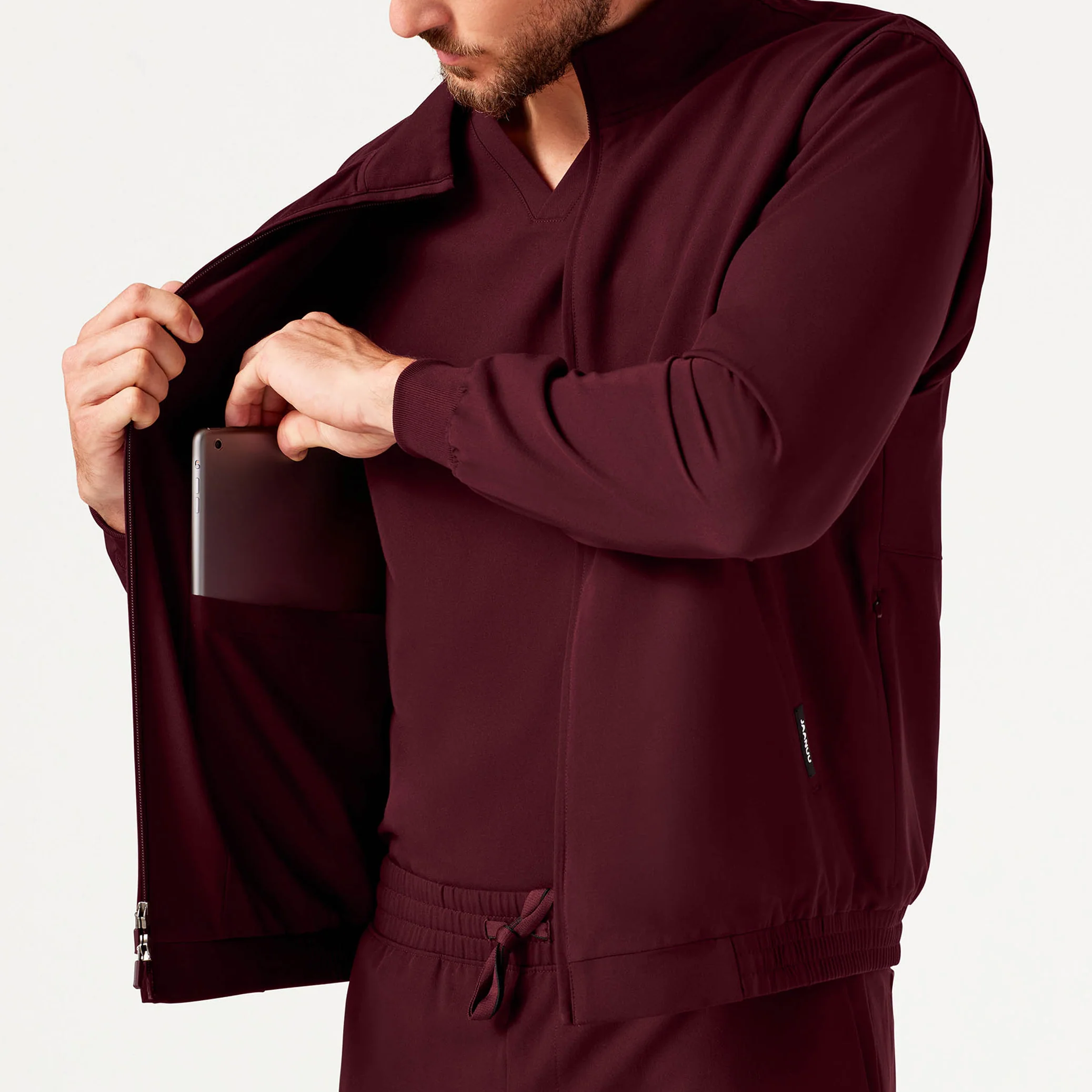 Wolfe Everyday 6-Pocket Scrub Jacket - Burgundy - Image 5