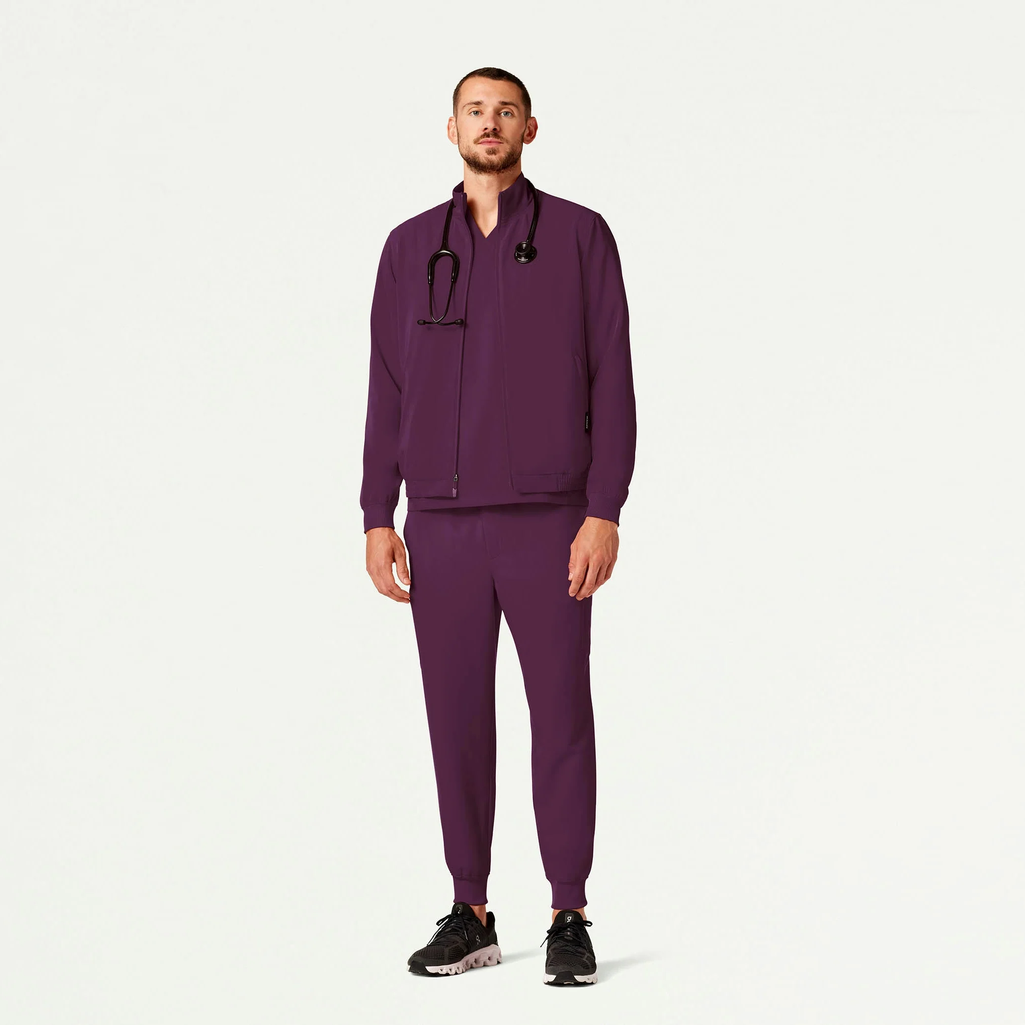 Wolfe Everyday 6-Pocket Scrub Jacket - Dark Amethyst - Image 2