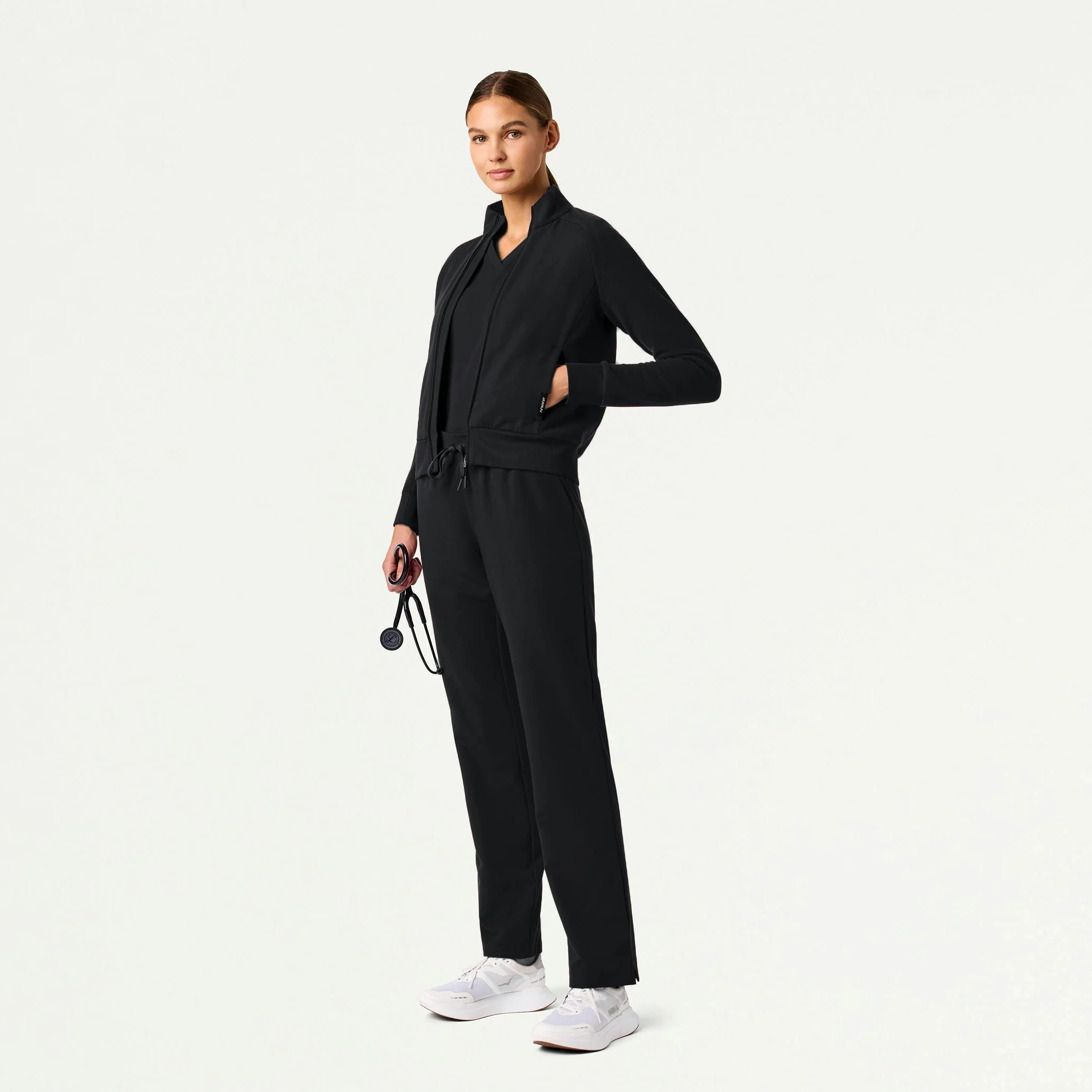 The Ava Fleece Scrub Set - Black