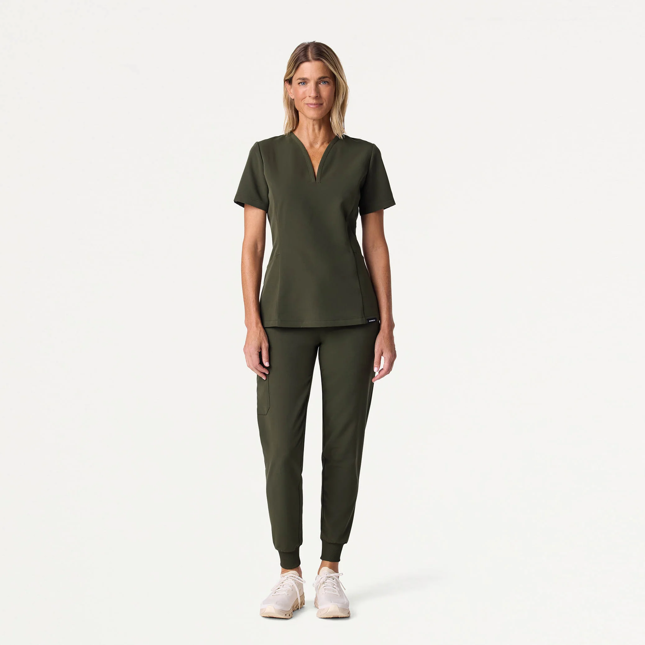 Calix Fit & Flare Scrub Top - Deep Olive - Image 2