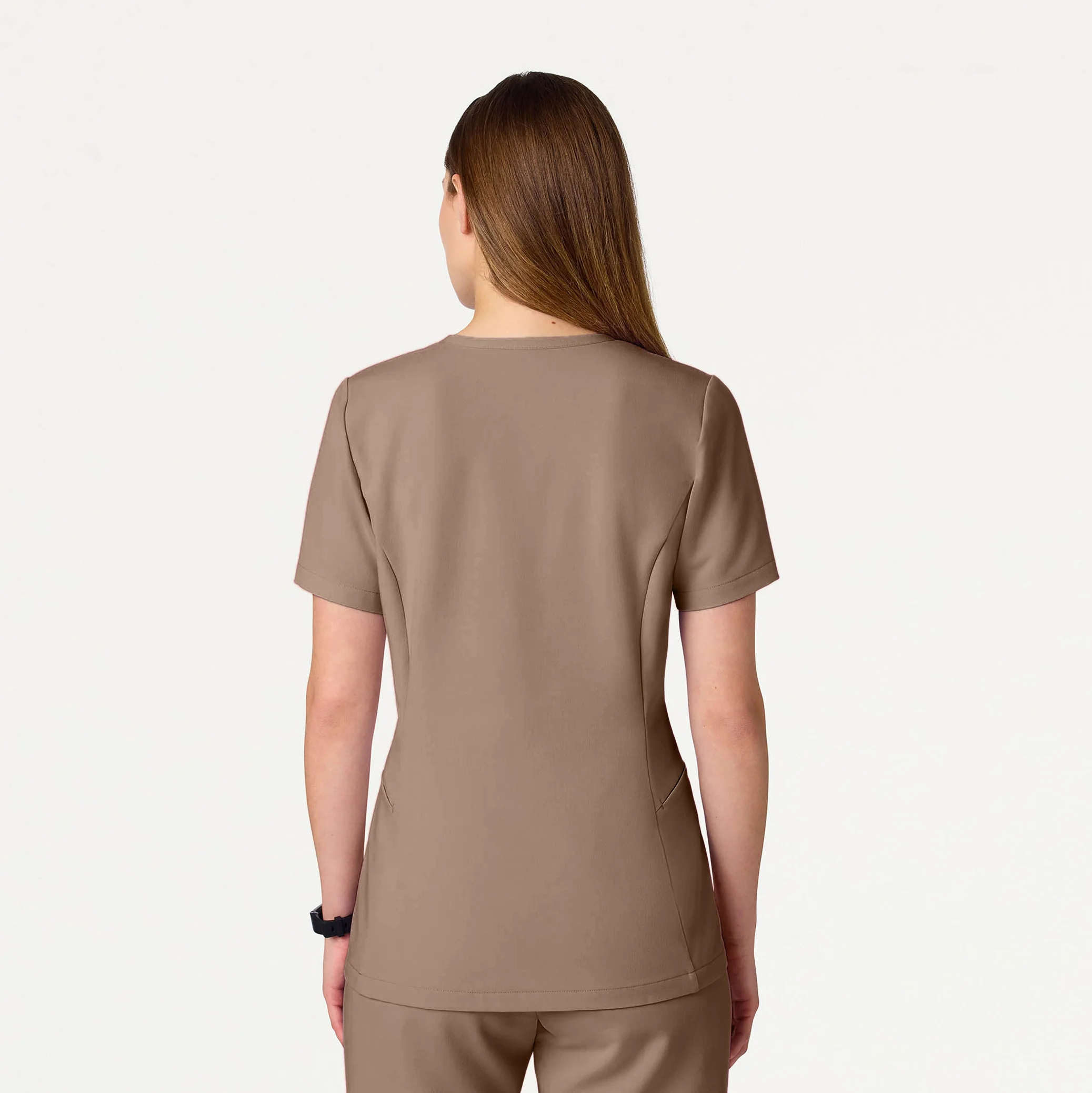 Calix Fit & Flare Scrub Top - Mocha - Image 3