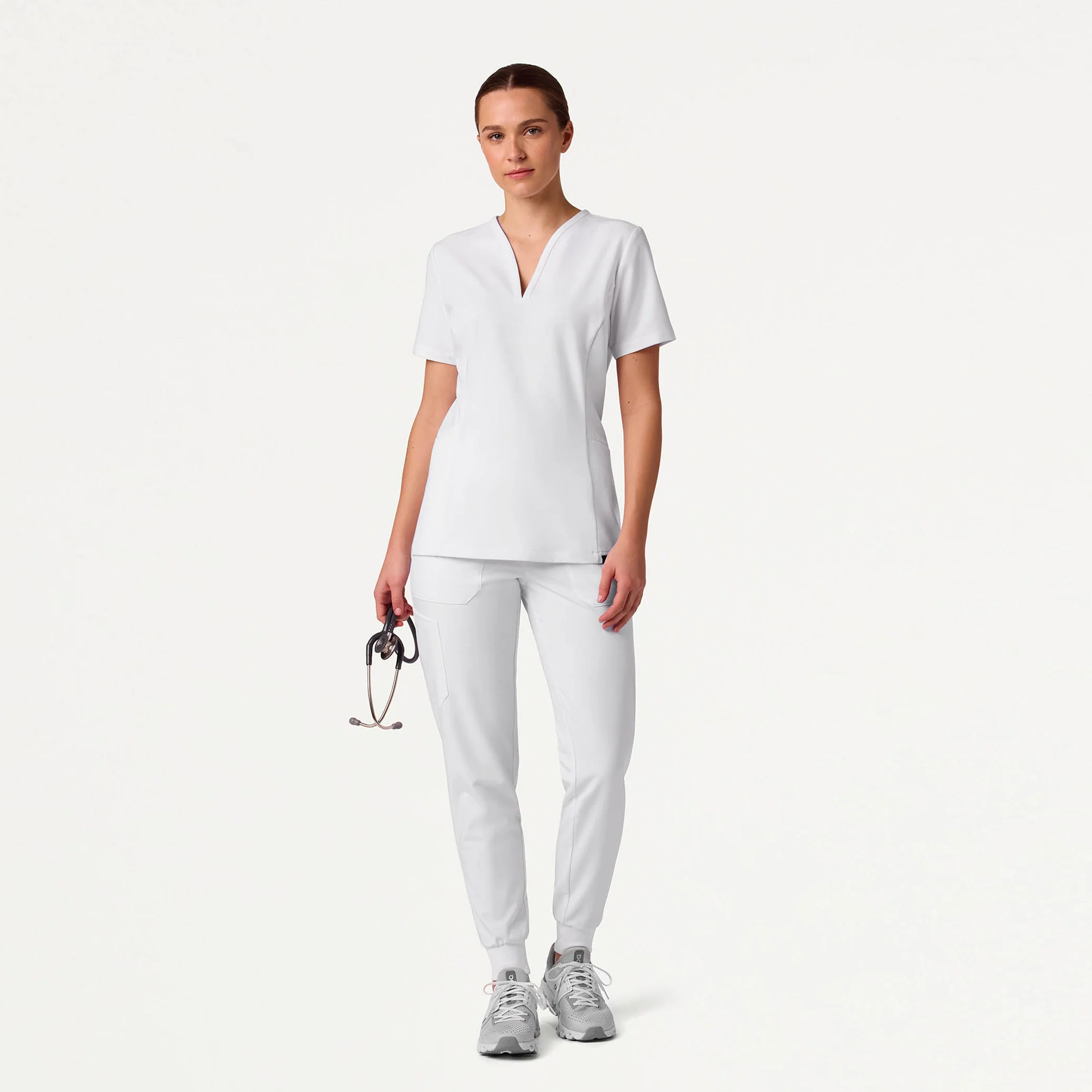 Calix Fit & Flare Scrub Top - White - Image 4