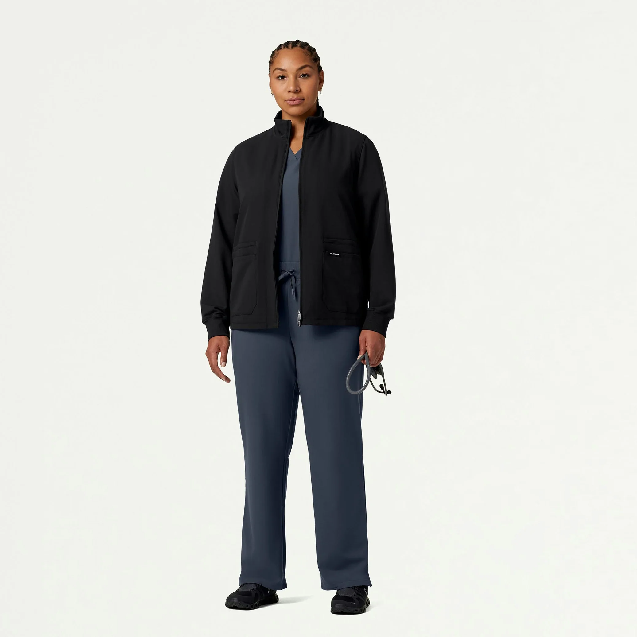 Ceri Essential 6-Pocket Scrub Jacket - Black - Image 6