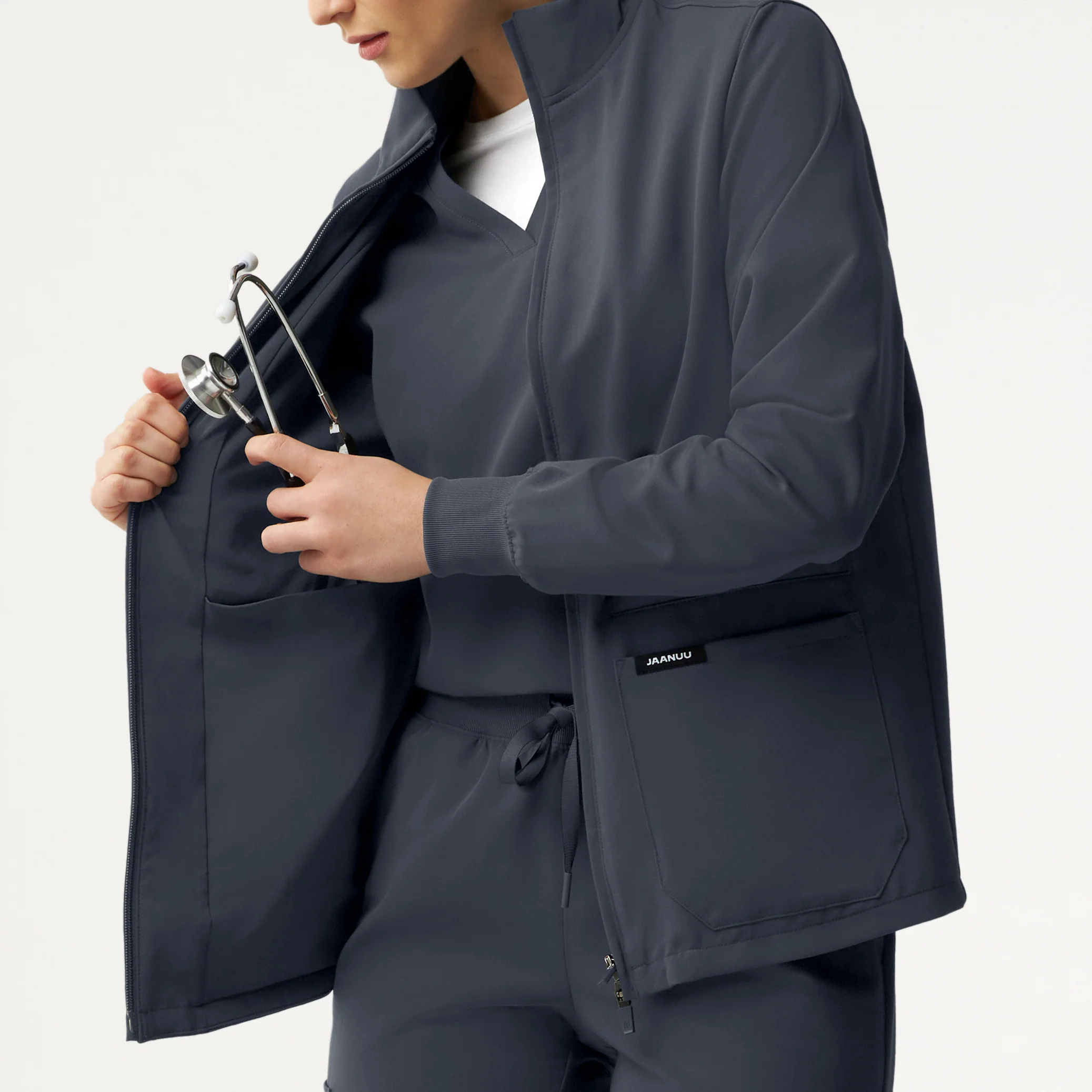 Ceri Essential 6-Pocket Scrub Jacket - Carbon Gray - Image 7