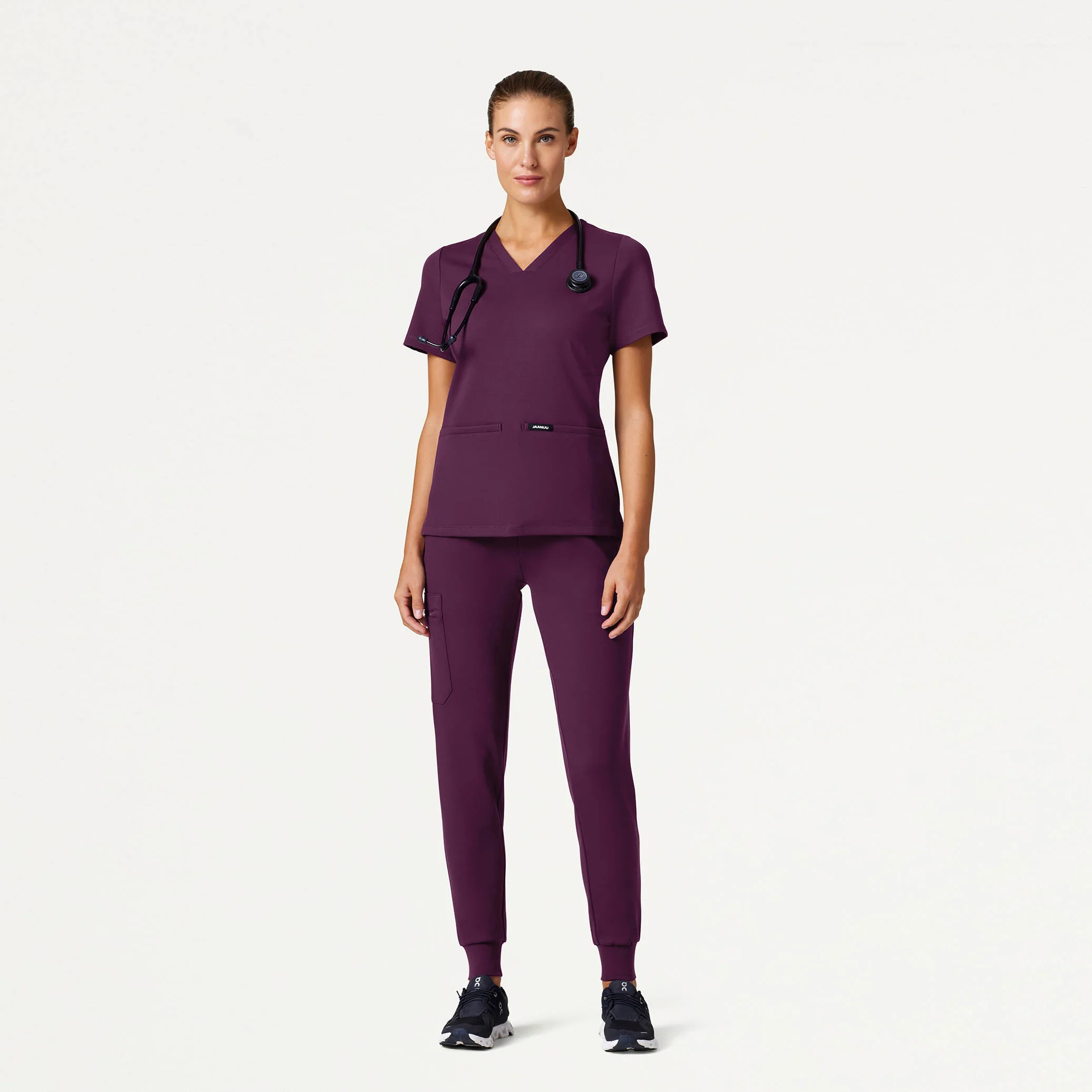 Cesi Slim Scrub Top - Deep Eggplant - Image 2