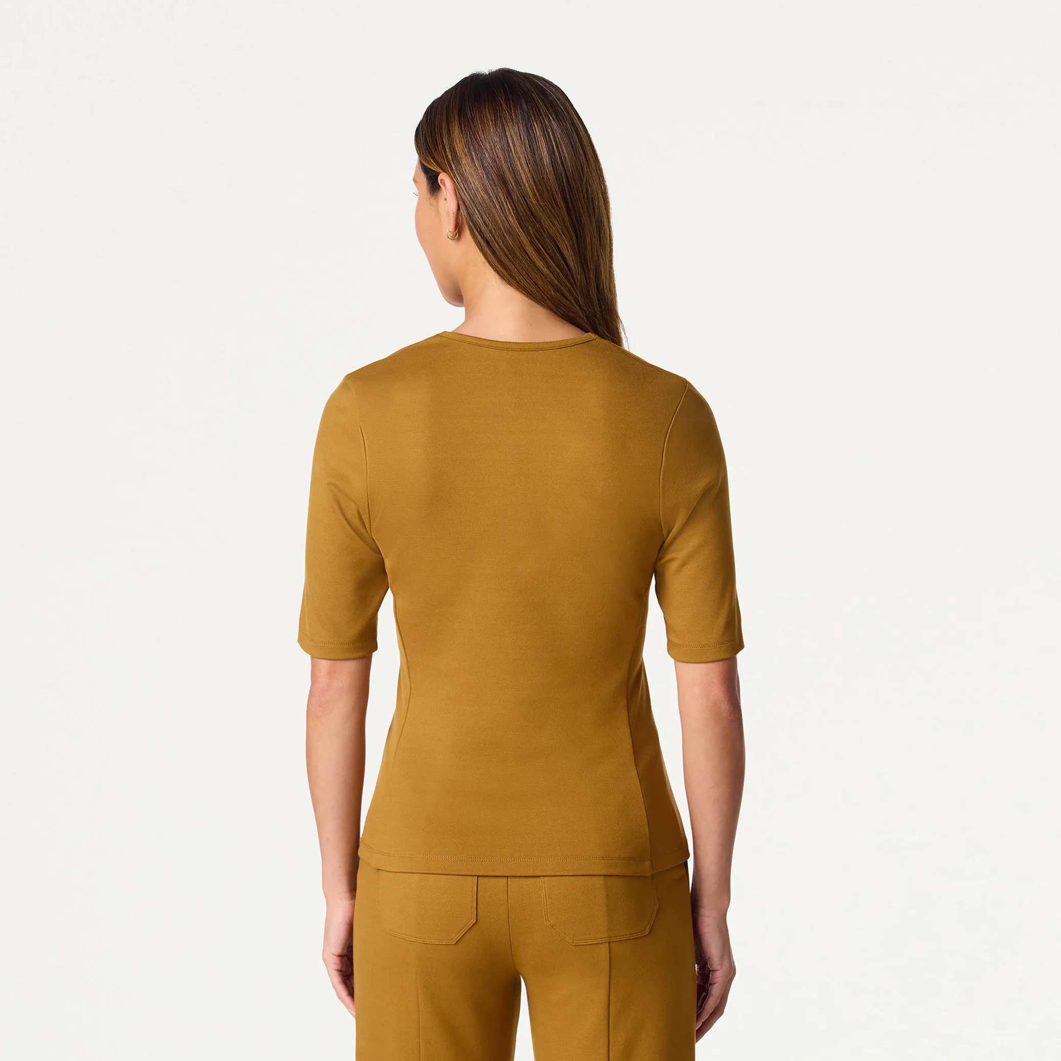 Cora U-Neck UltraSOFT™ Scrub Top - Cider - Image 4