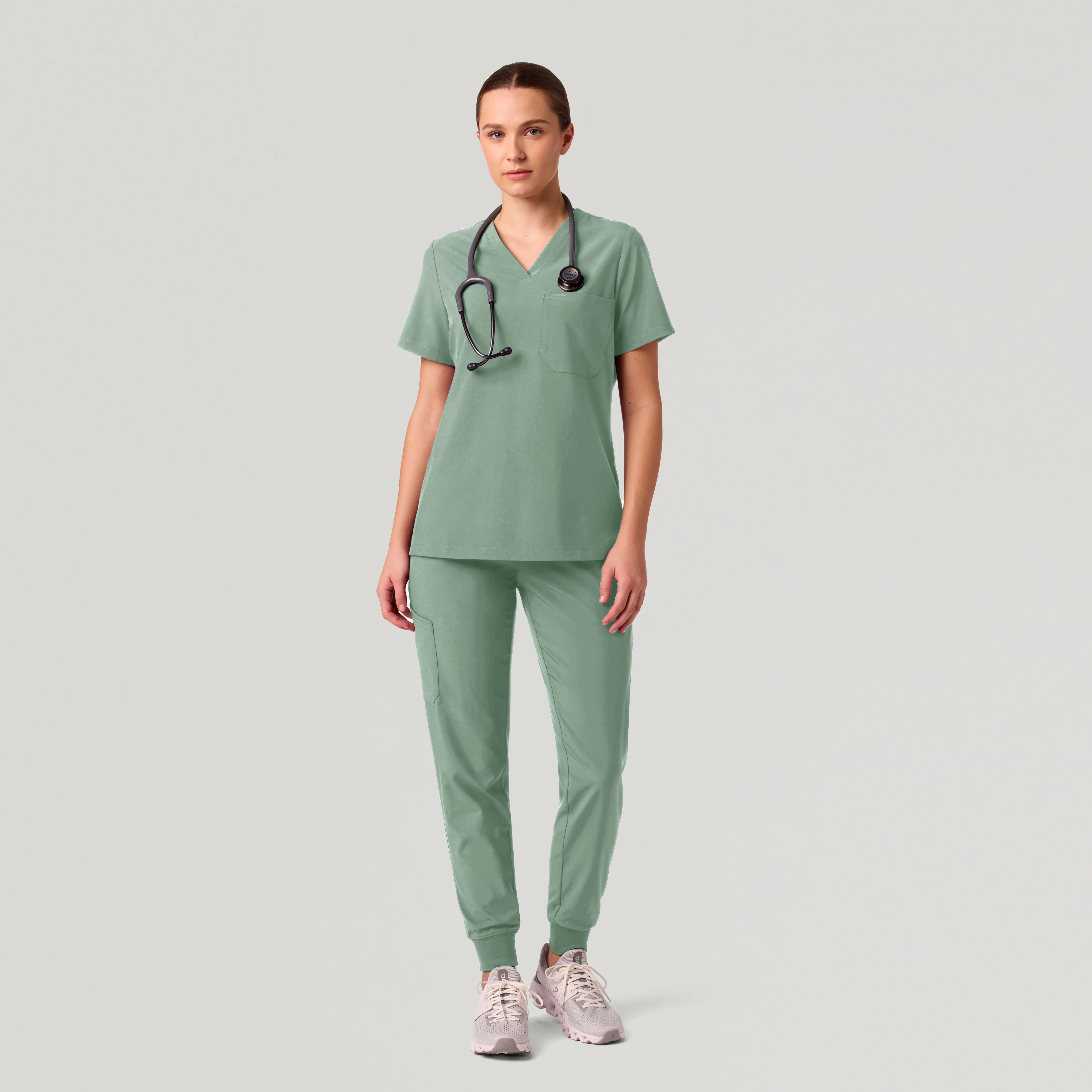 Harlow Slim 1-Pocket Scrub Top - Sage - Image 3