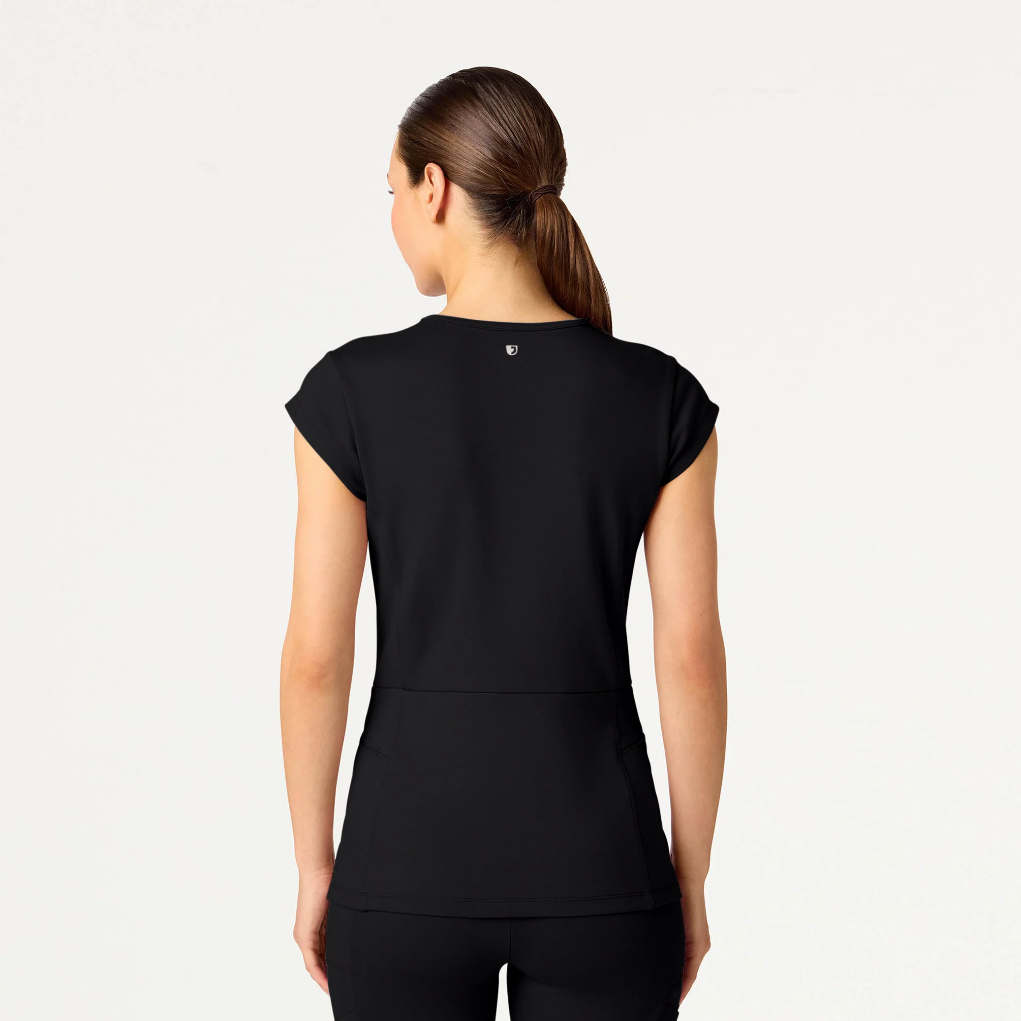Isla Mock-Wrap Scrub Top - Black - Image 3