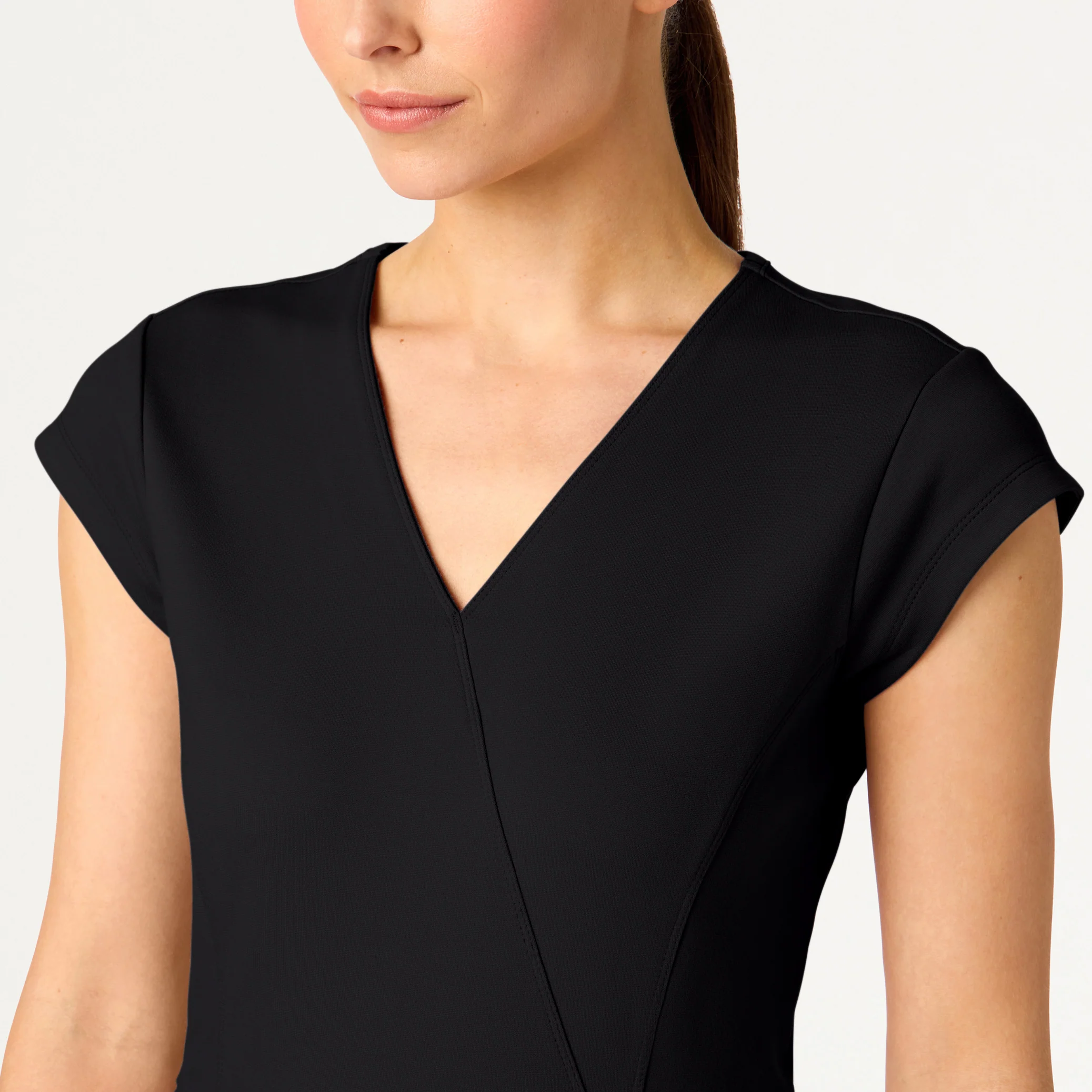 Isla Mock-Wrap Scrub Top - Black - Image 4
