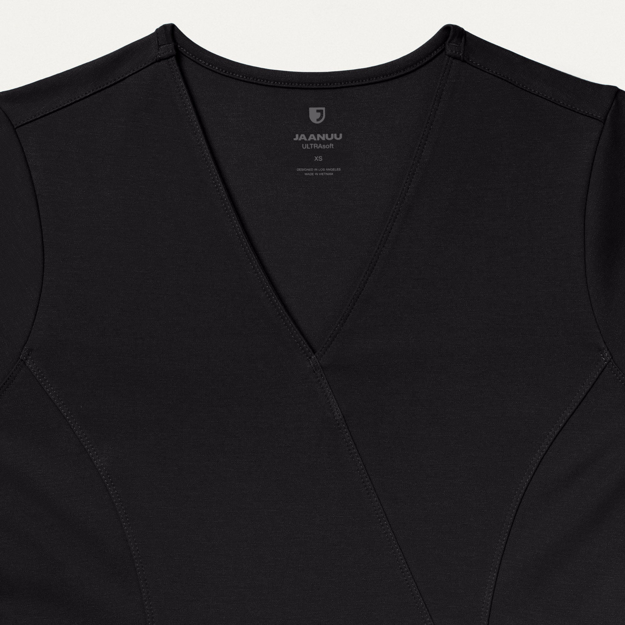 Isla Mock-Wrap Scrub Top - Black - Image 7