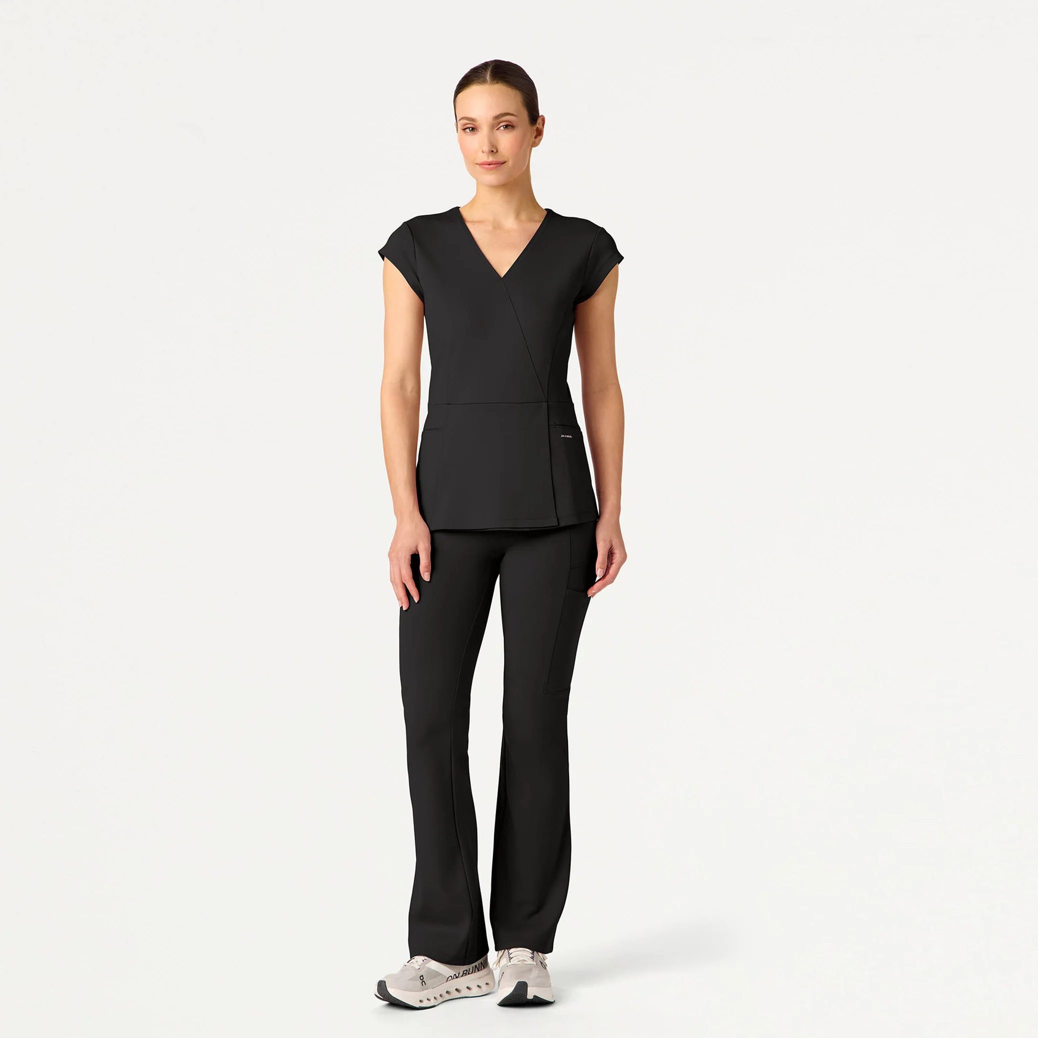 Isla Mock-Wrap Scrub Top - Charcoal - Image 2
