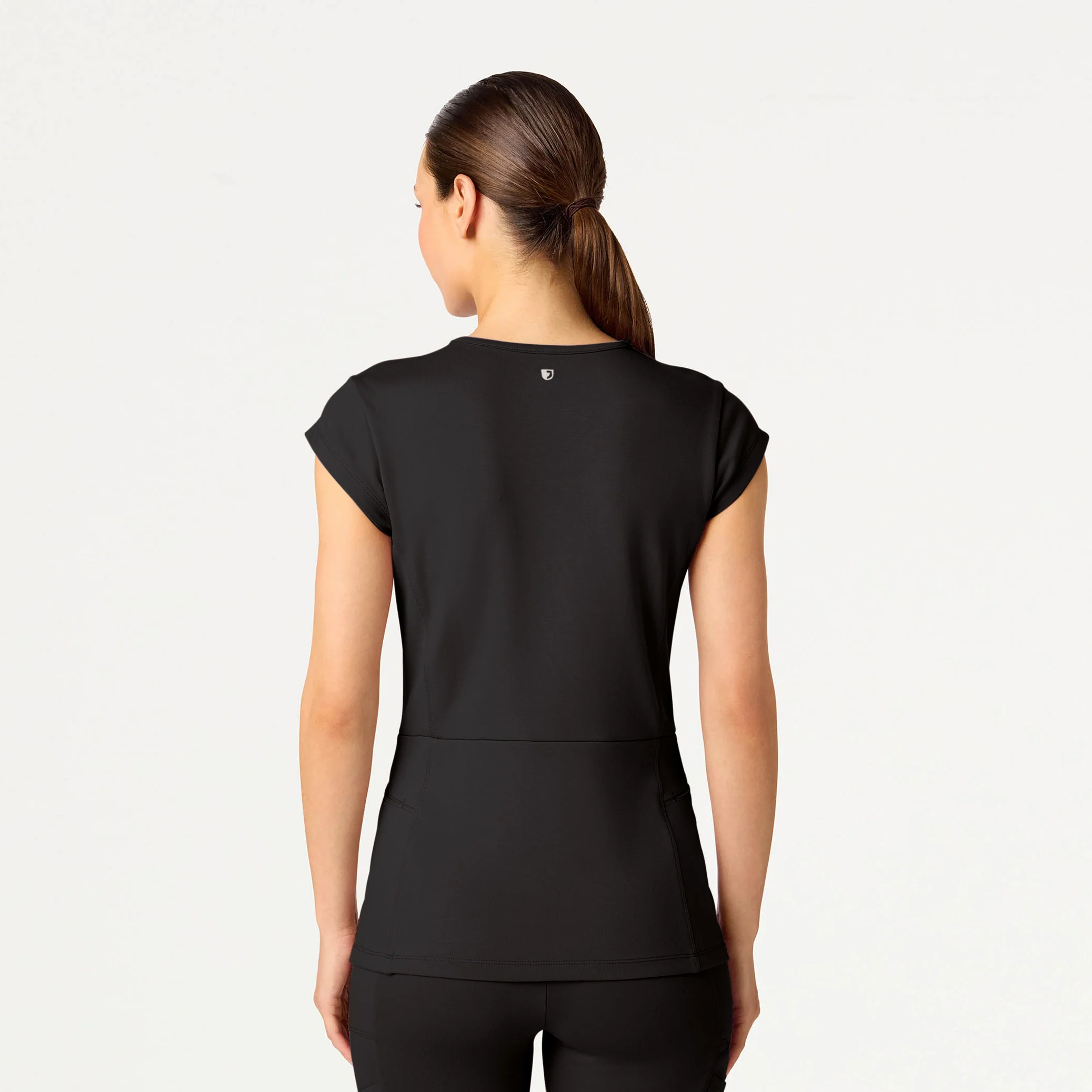 Isla Mock-Wrap Scrub Top - Charcoal - Image 3