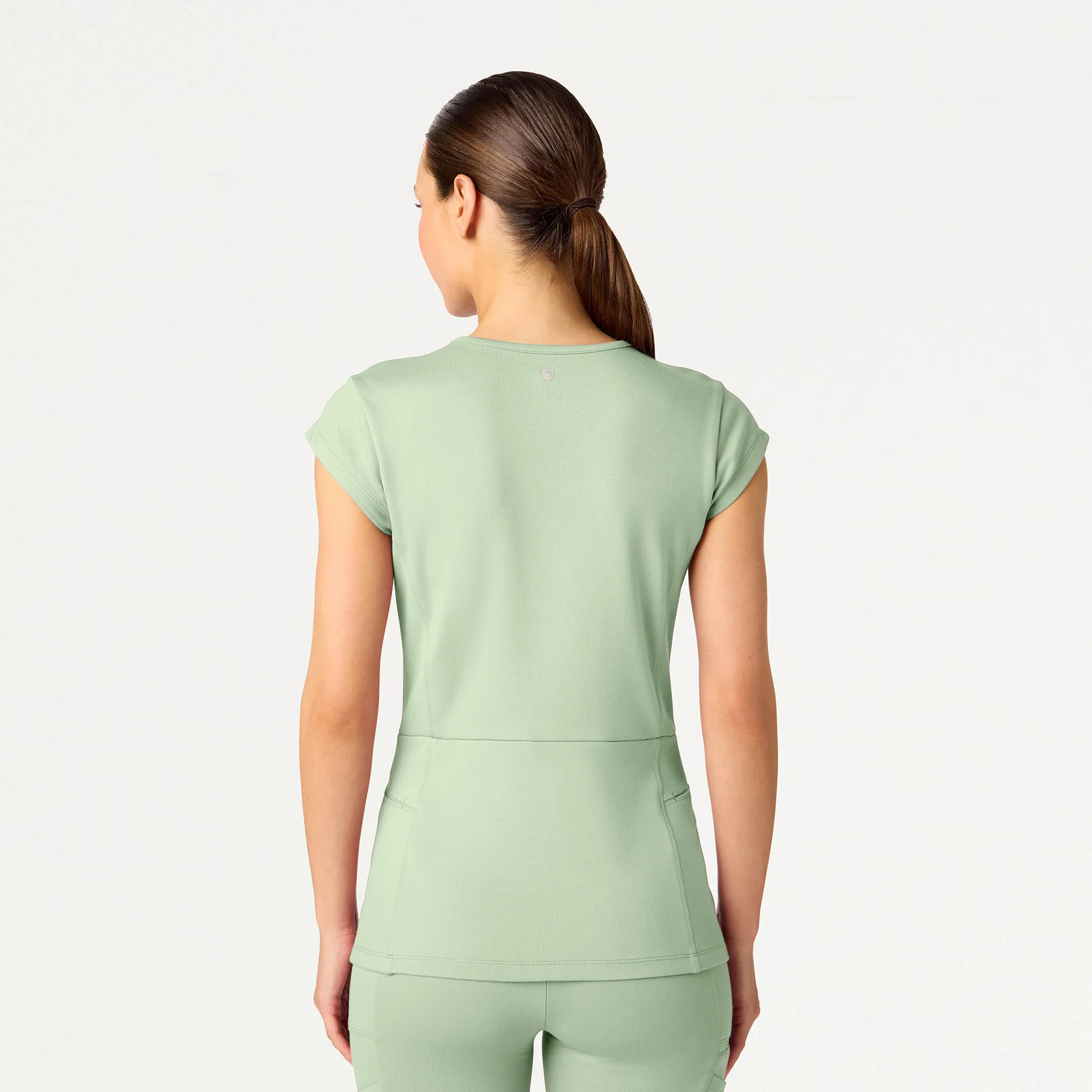 Isla Mock-Wrap Scrub Top - Mint - Image 3