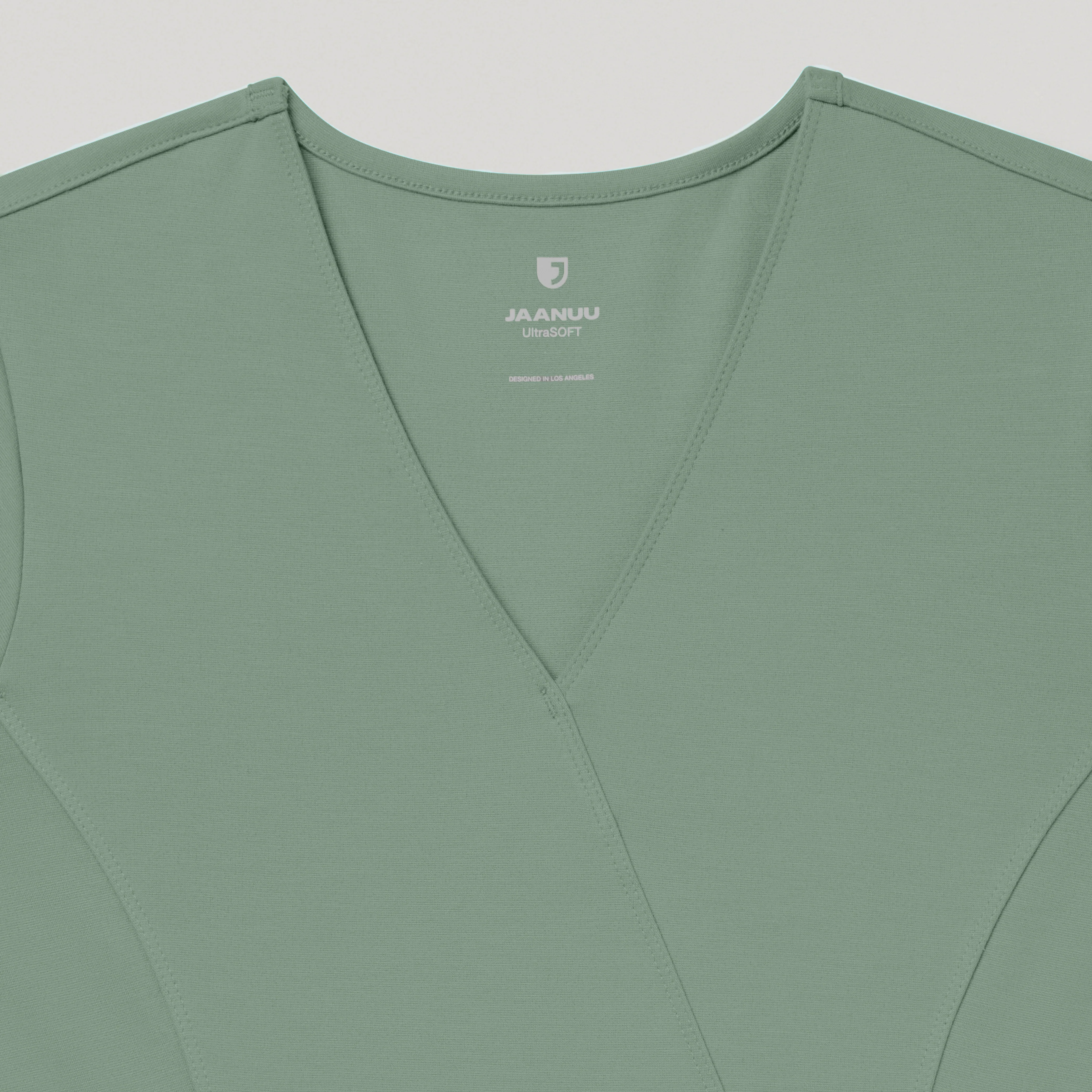 Isla Mock-Wrap Scrub Top - Sage - Image 5