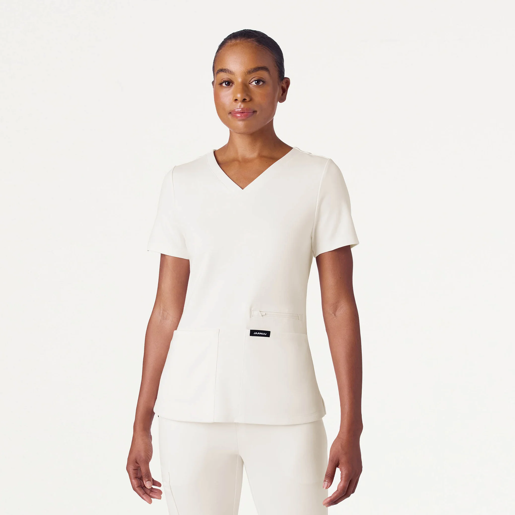 Kass Slim 4-Pocket Scrub Top - Frost