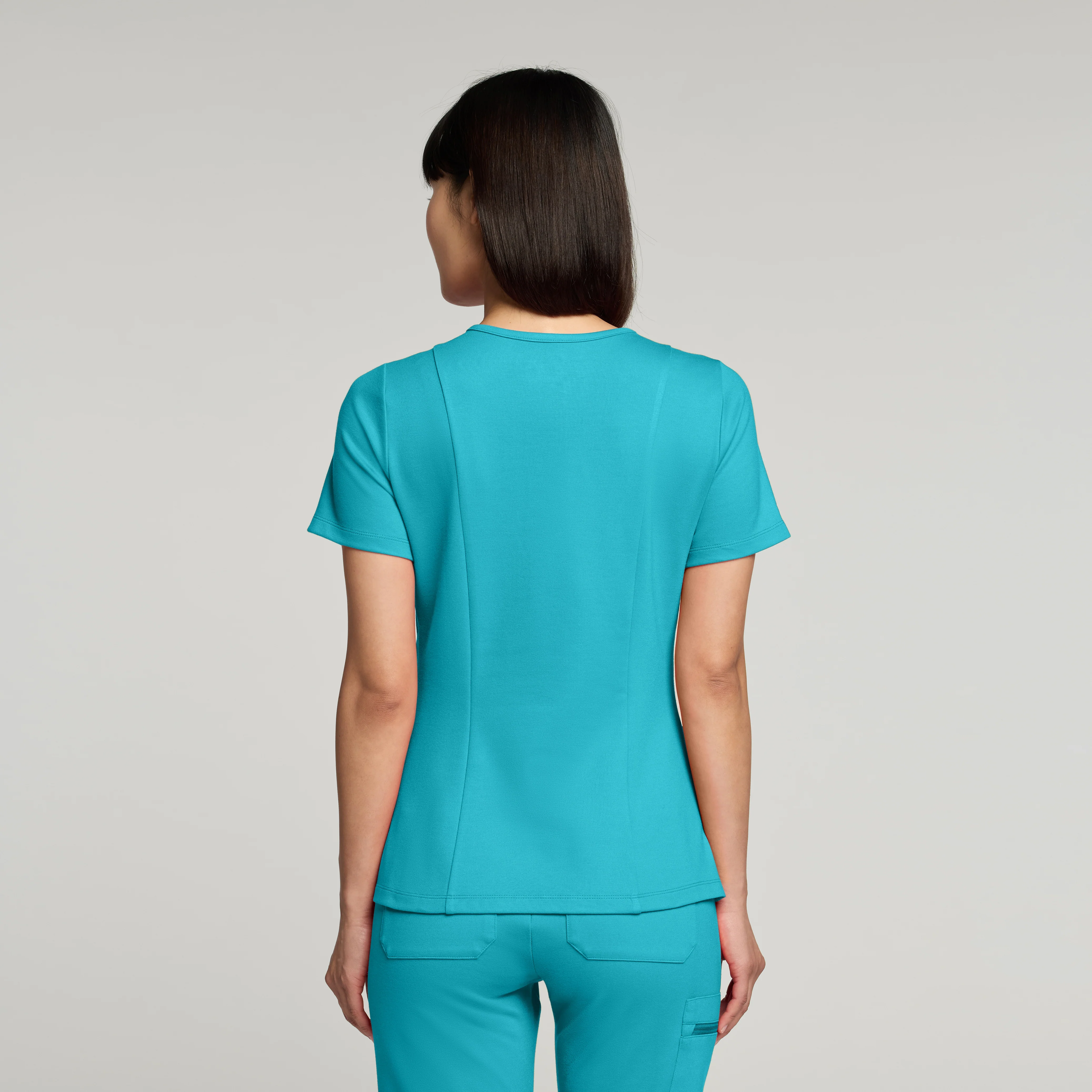 Kass Slim 4-Pocket Scrub Top - Marina - Image 3