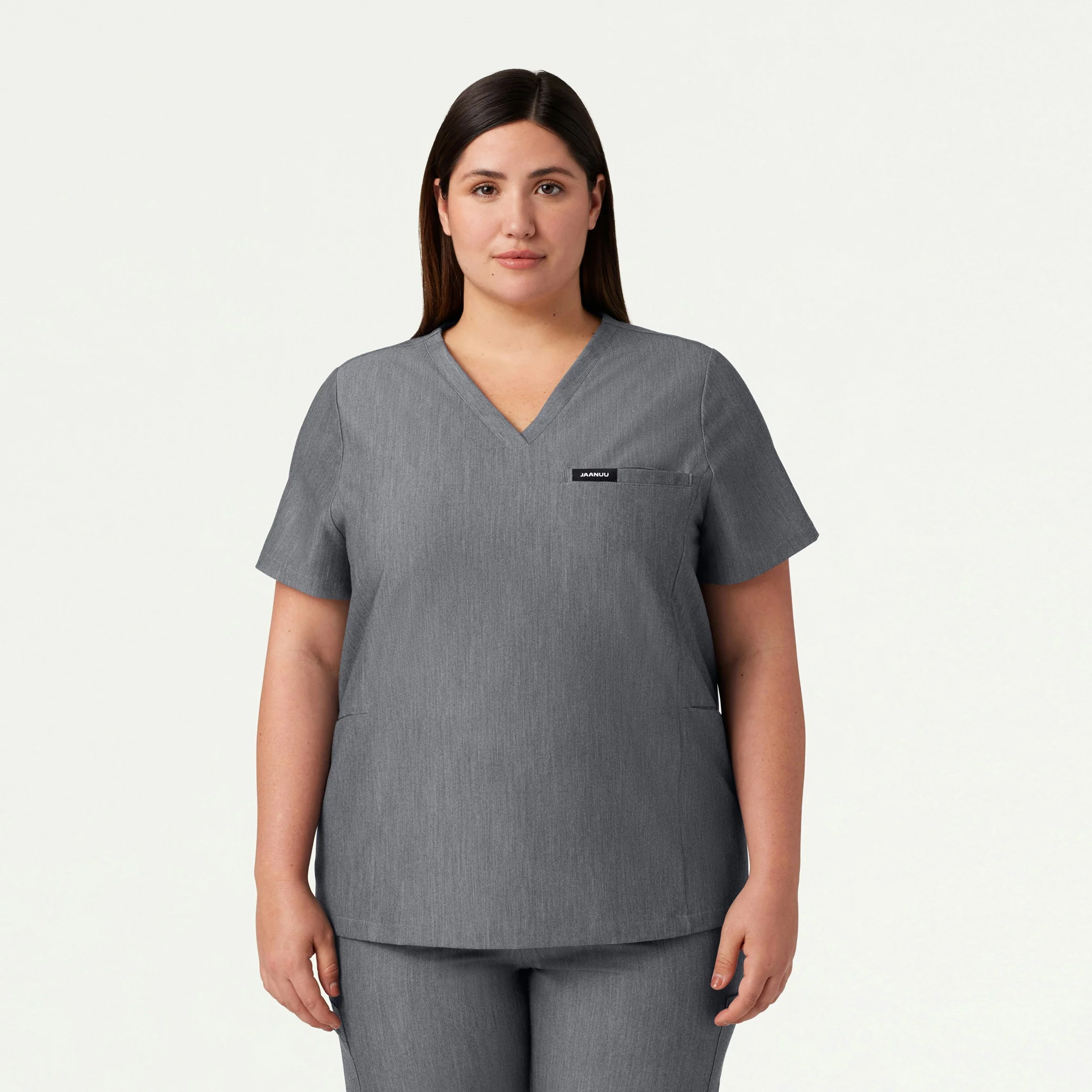 Magna 3-Pocket Scrub Top - Heather Gray - Image 4