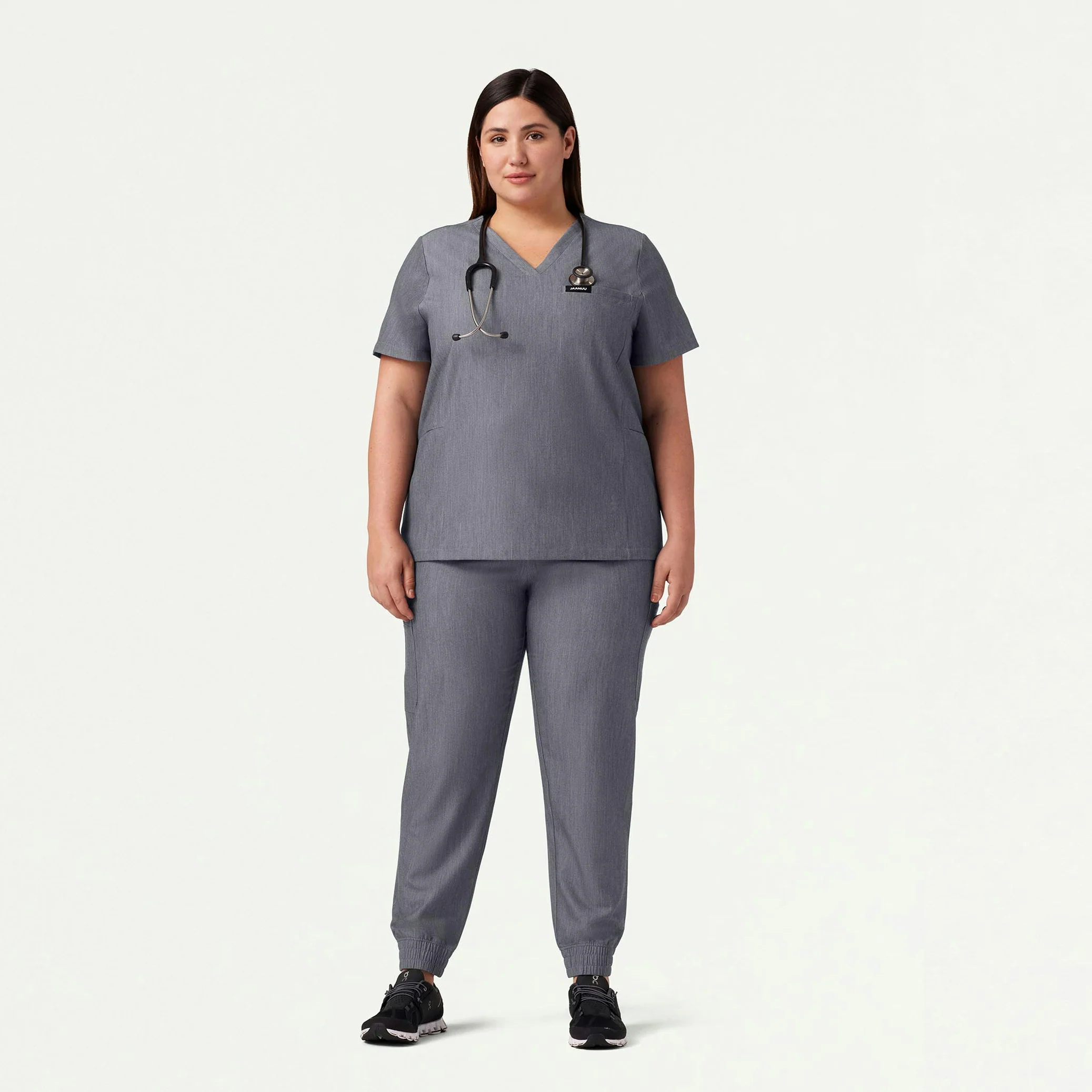 Magna 3-Pocket Scrub Top - Heather Gray - Image 5