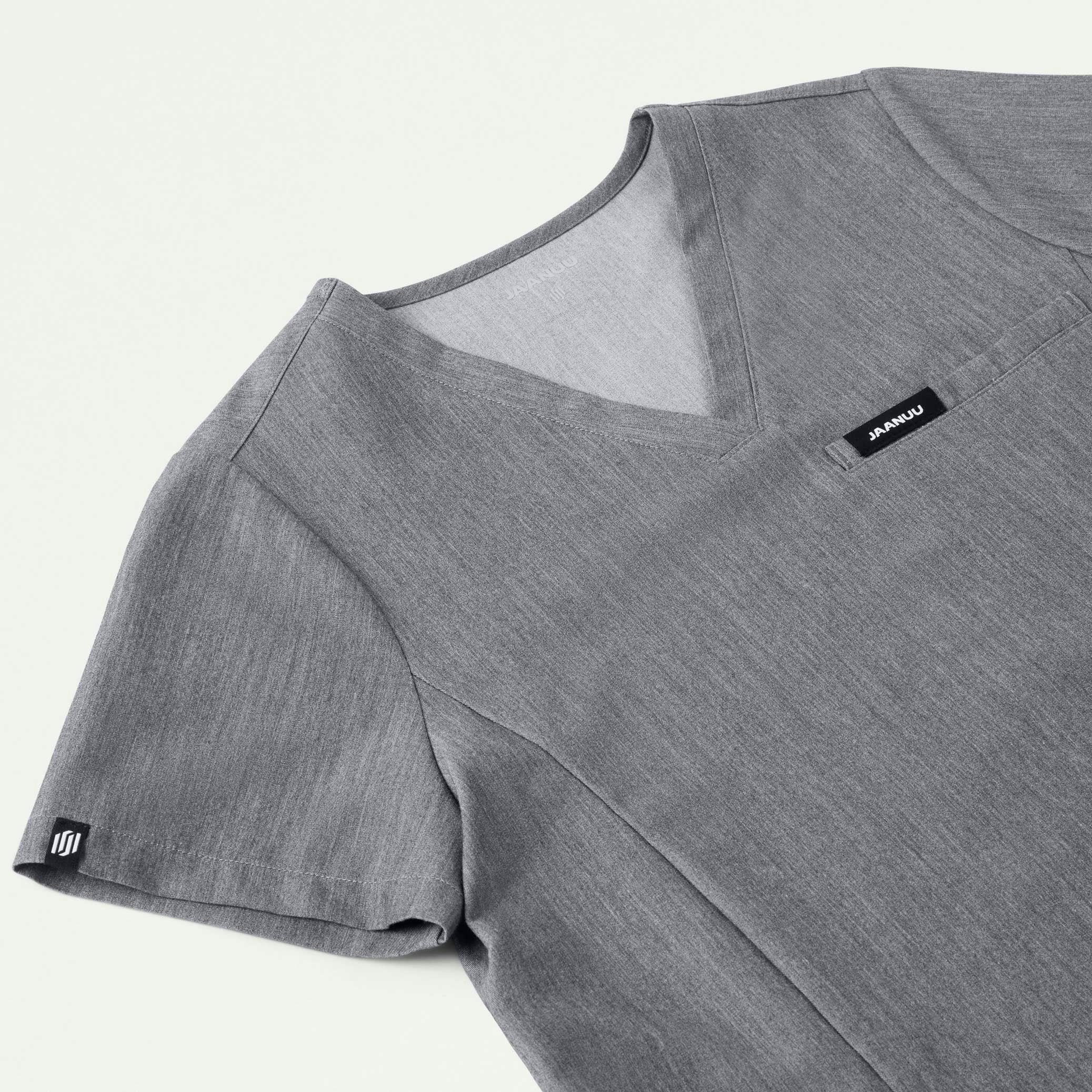 Magna 3-Pocket Scrub Top - Heather Gray - Image 6