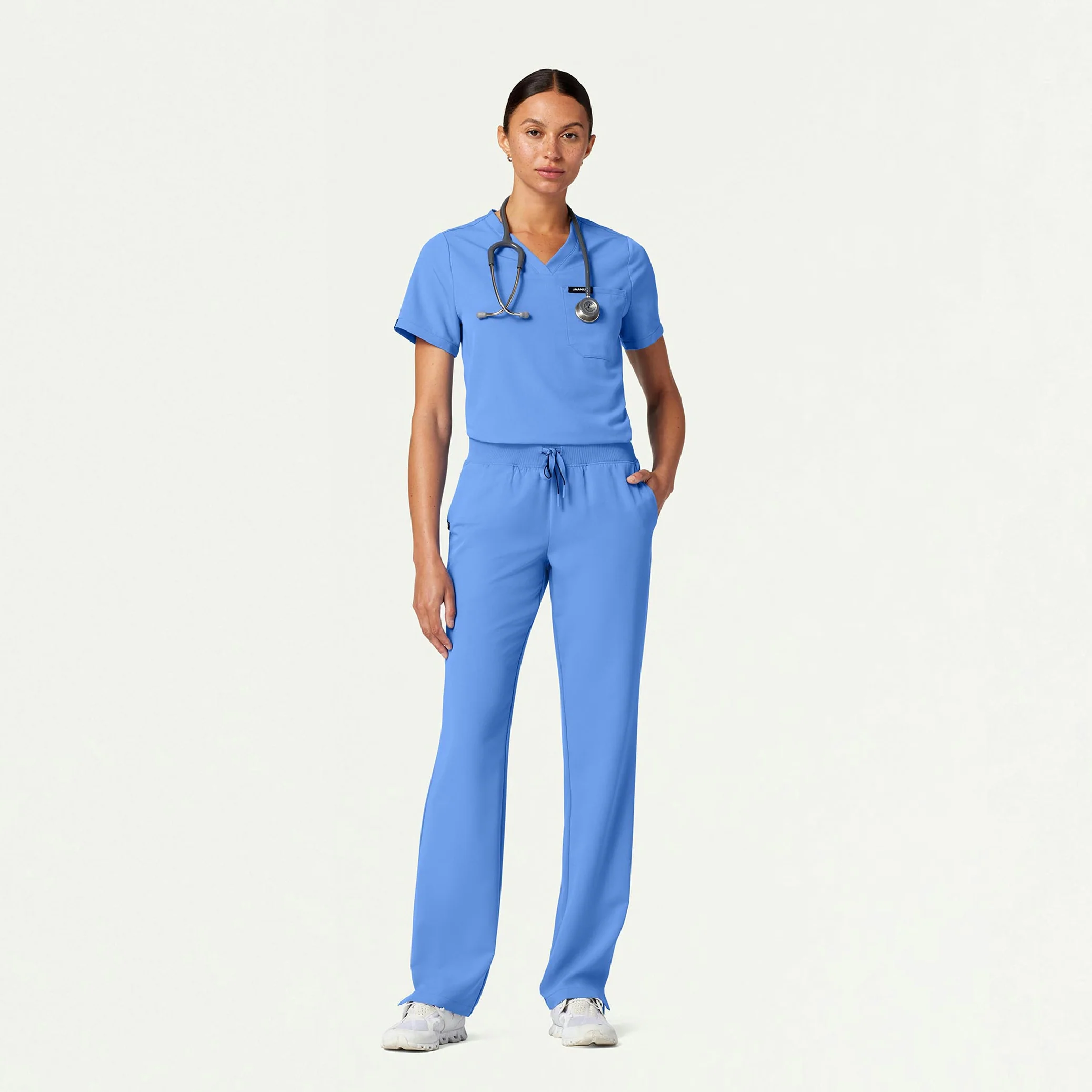 Rhena 1-Pocket Scrub Top - Ceil Blue - Image 2