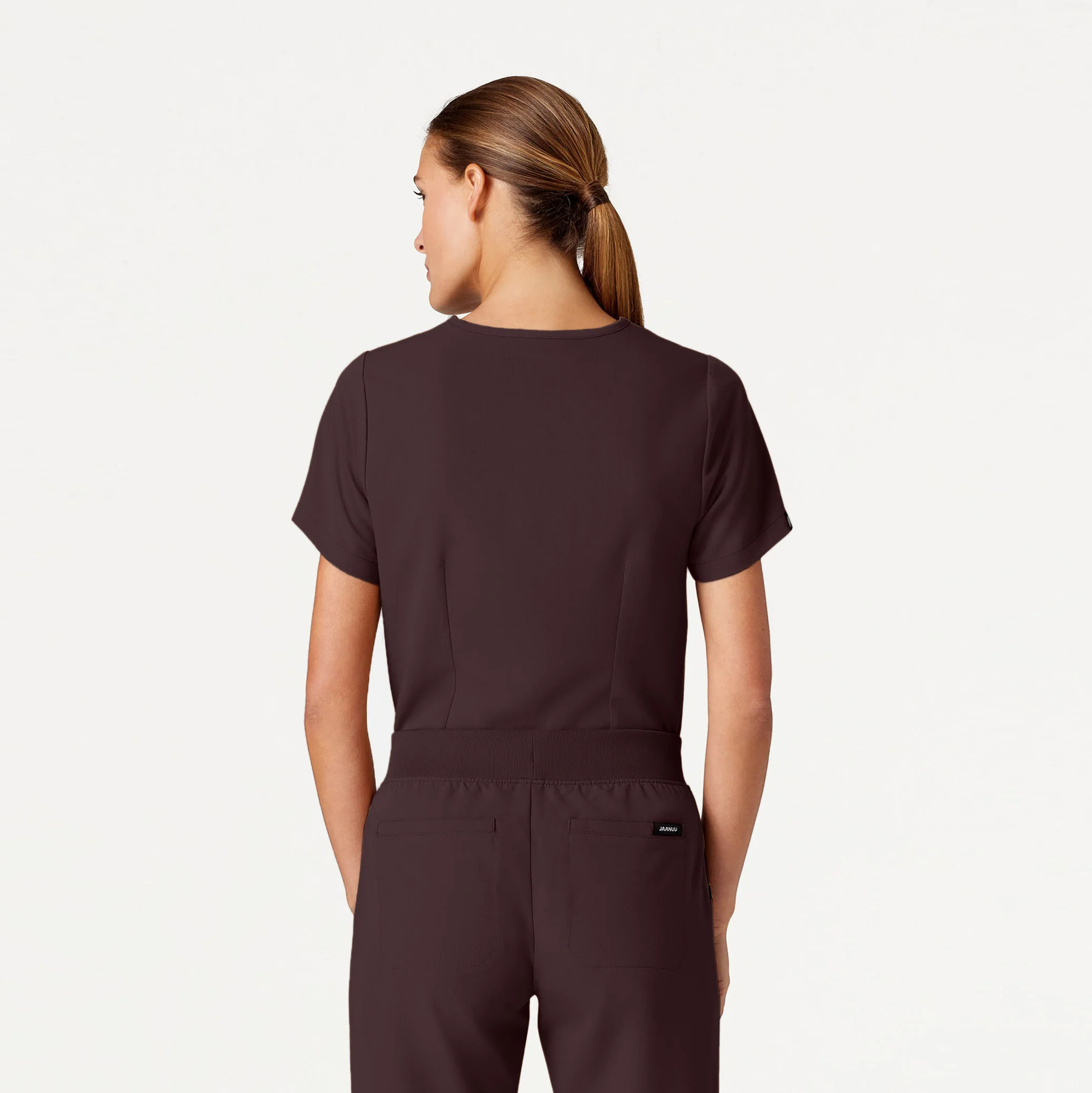 Rhena Slim 1-Pocket Scrub Top - Espresso - Image 3