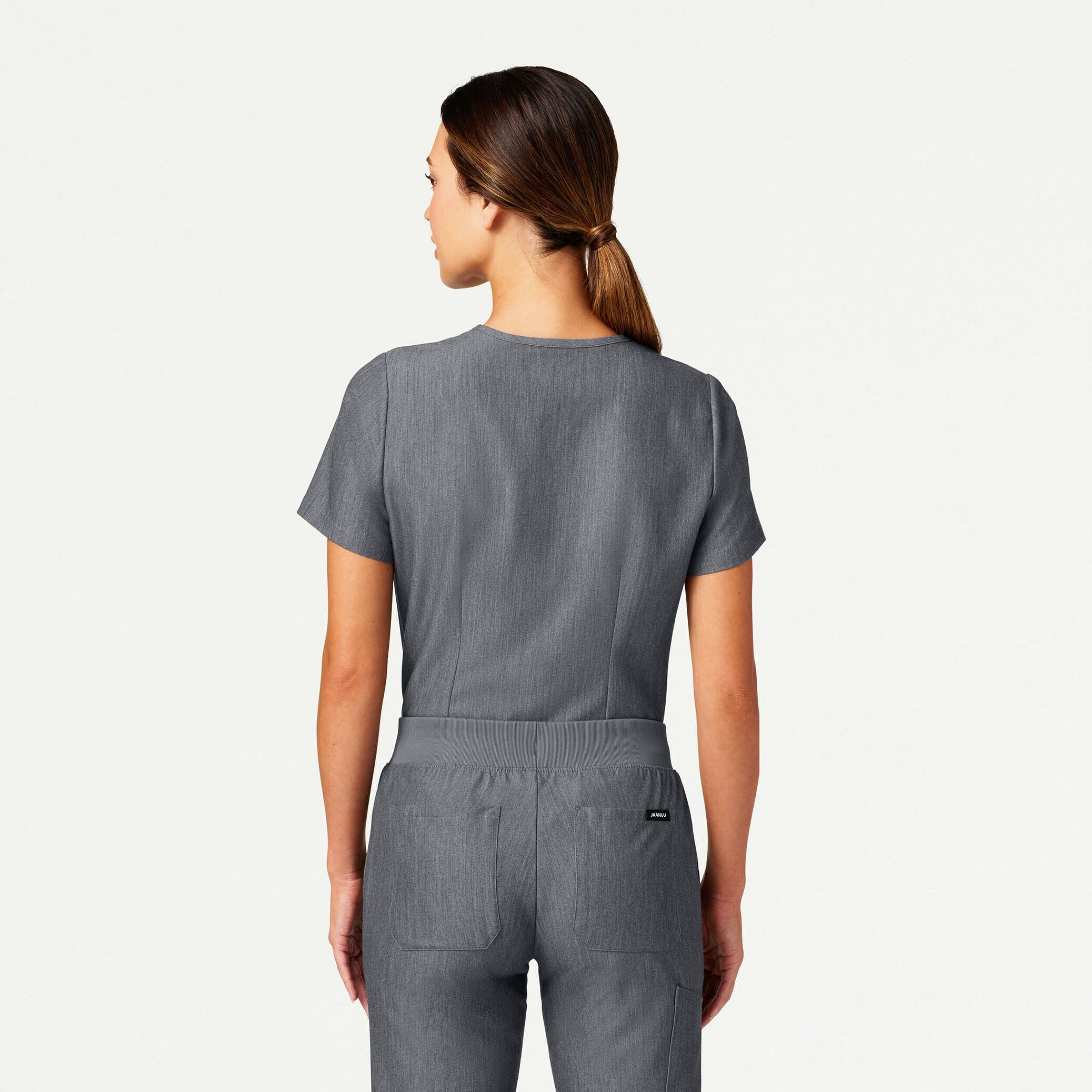 Rhena Slim 1-Pocket Scrub Top - Heather Gray - Image 3