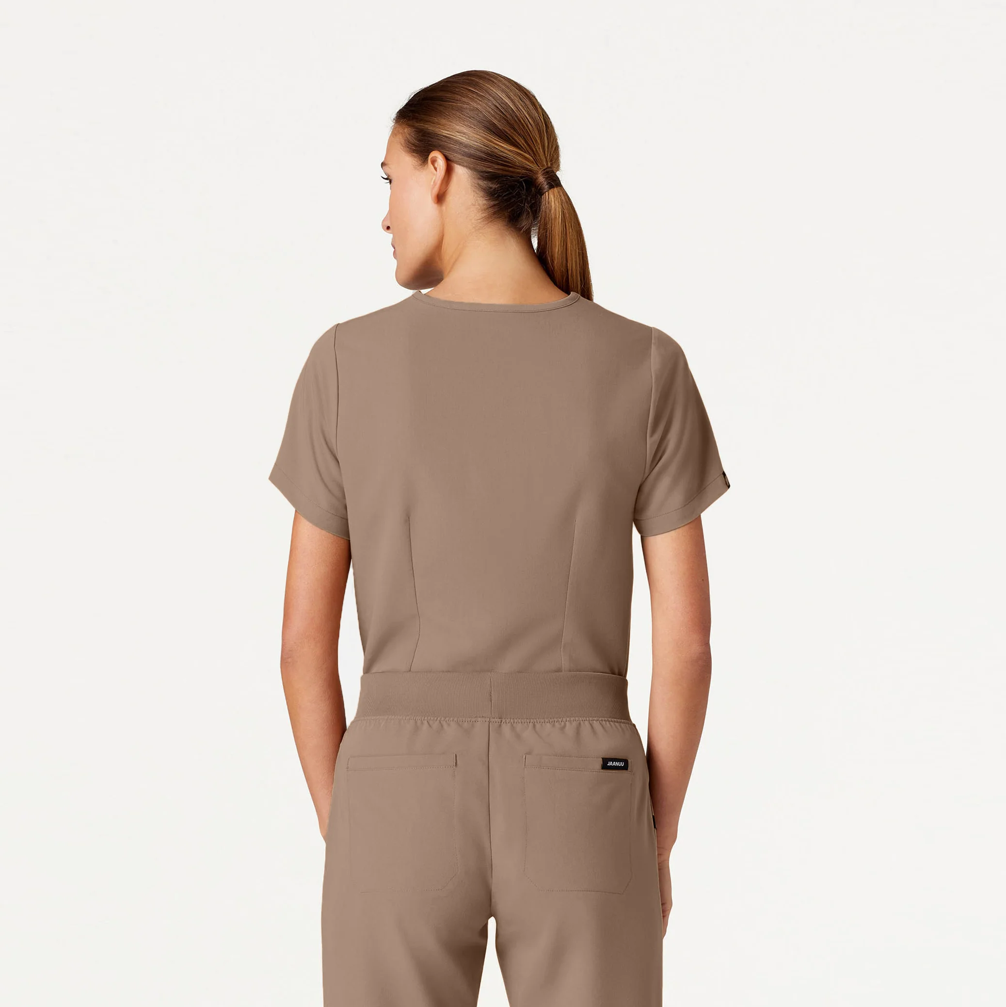 Rhena Slim 1-Pocket Scrub Top - Mocha - Image 3