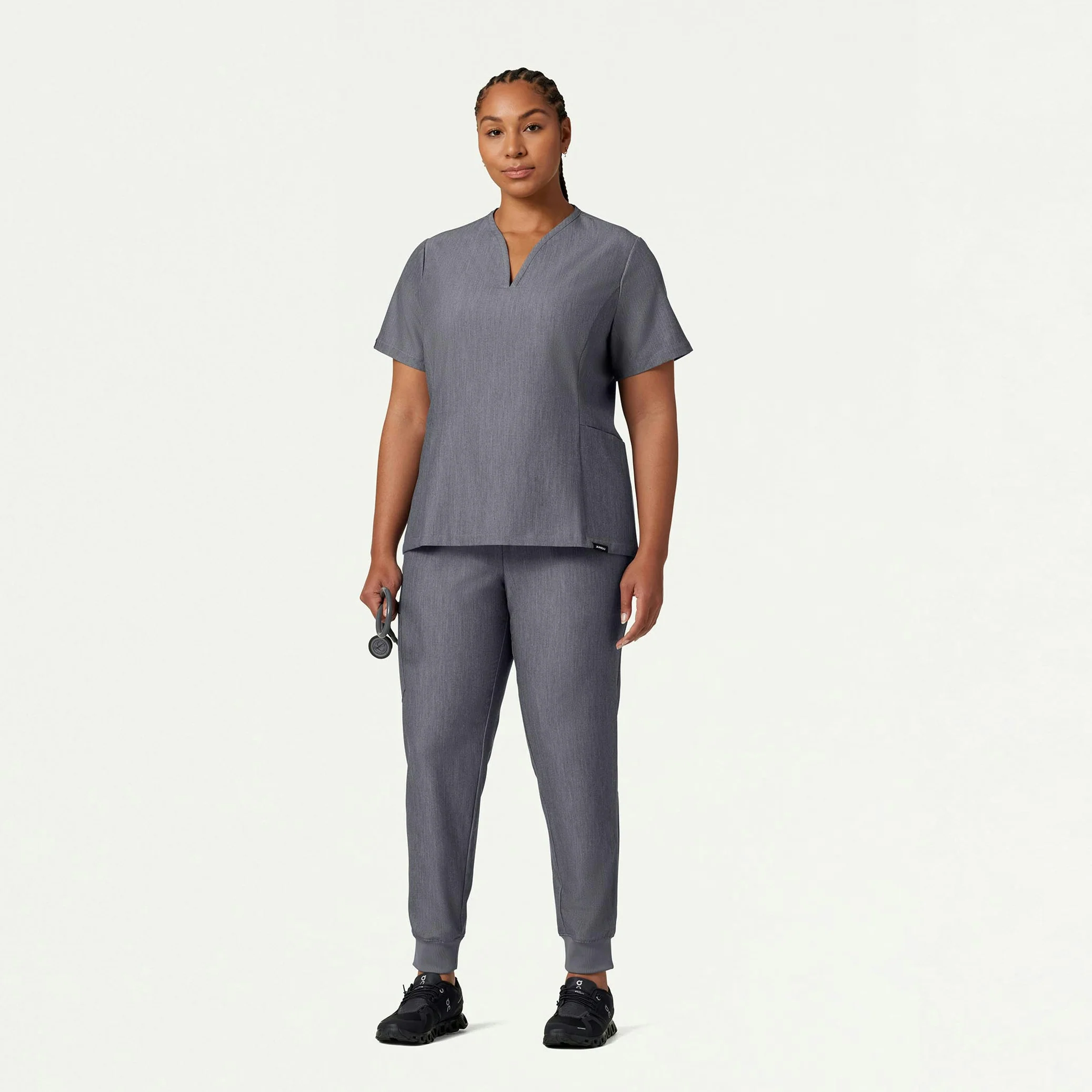Silex Slim Knit-Waist Scrub Jogger - Heather Gray - Image 9
