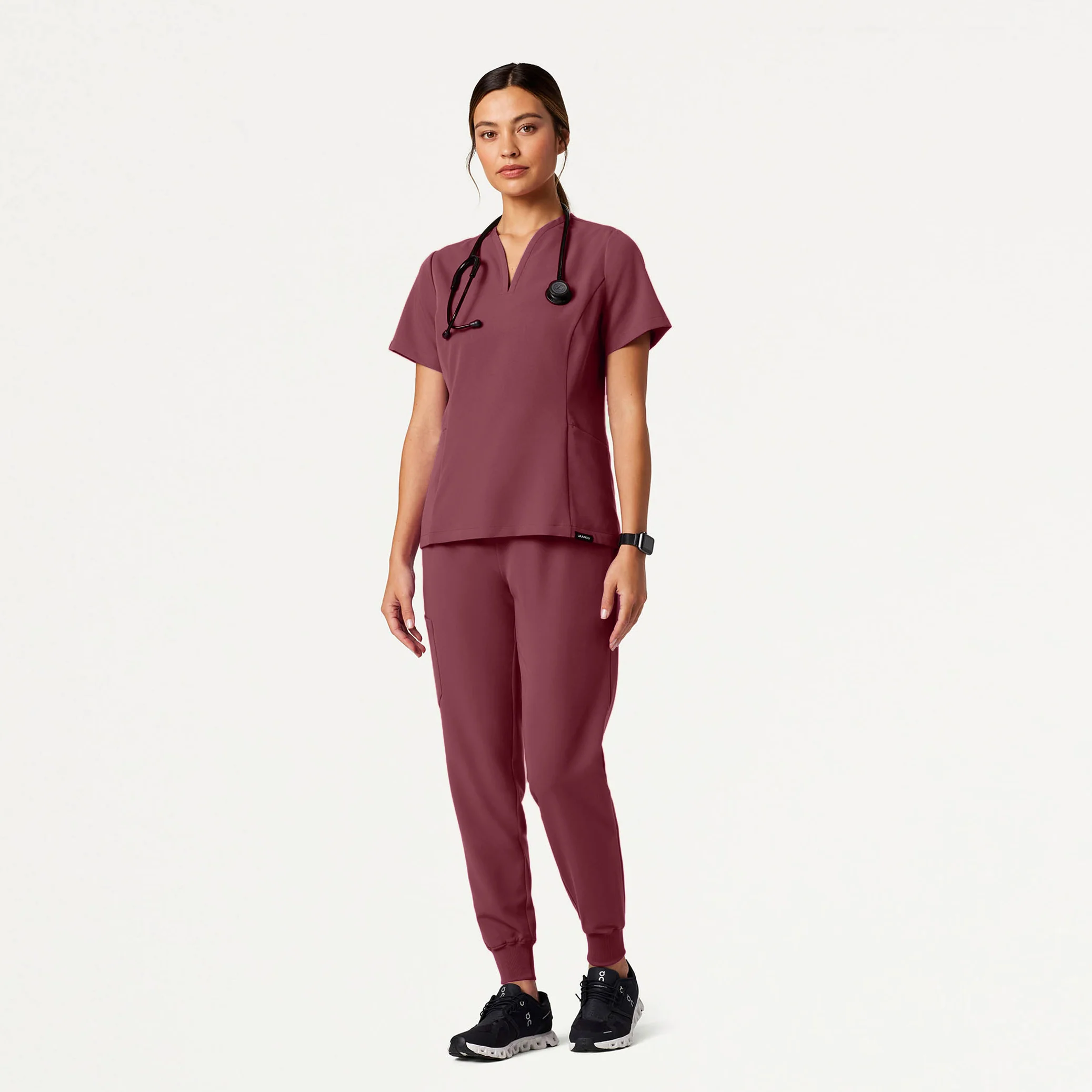 Silex Slim Knit-Waist Scrub Jogger - Rosewood - Image 2