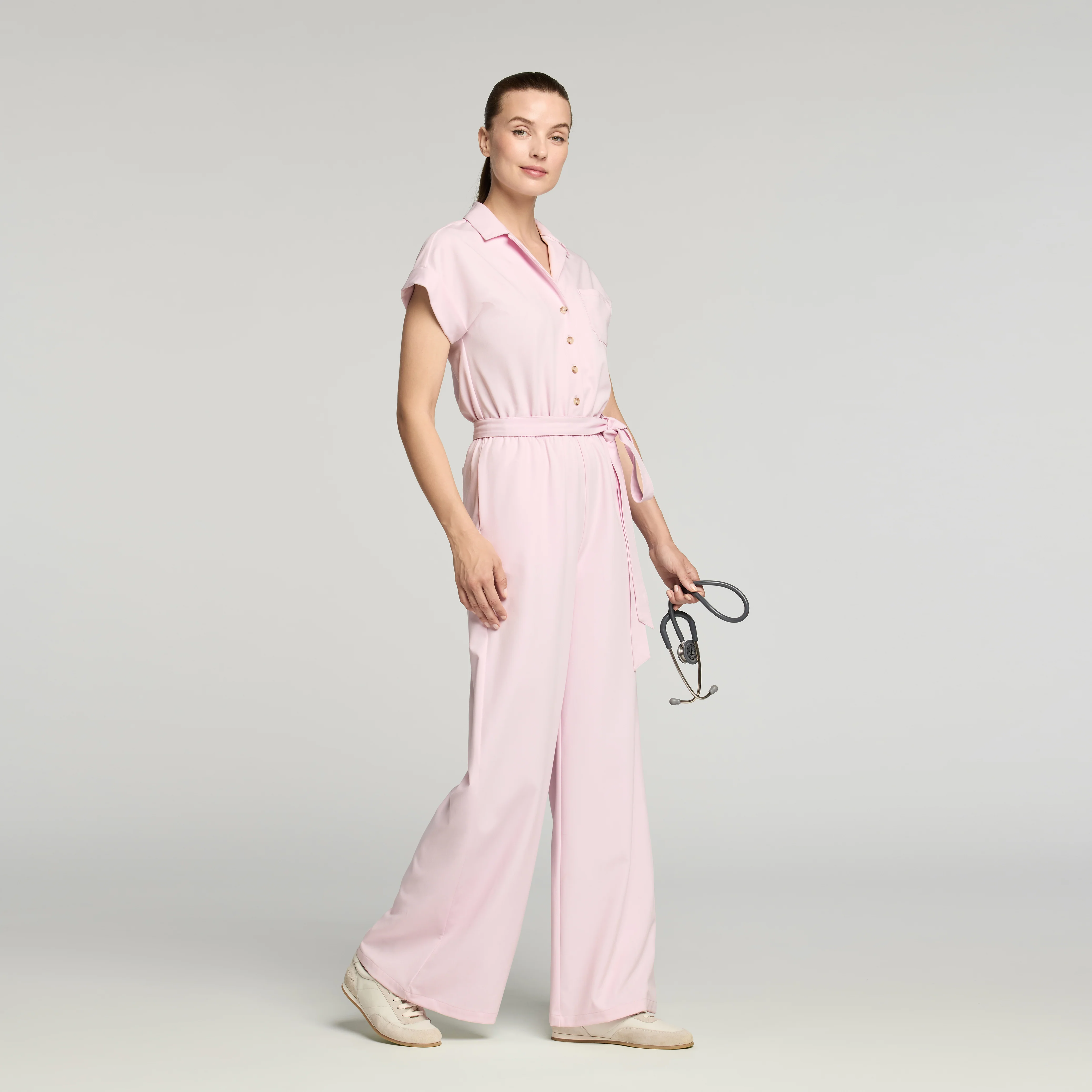 The Wide-Leg Scrub Jumpsuit - Rose Quartz - Image 5