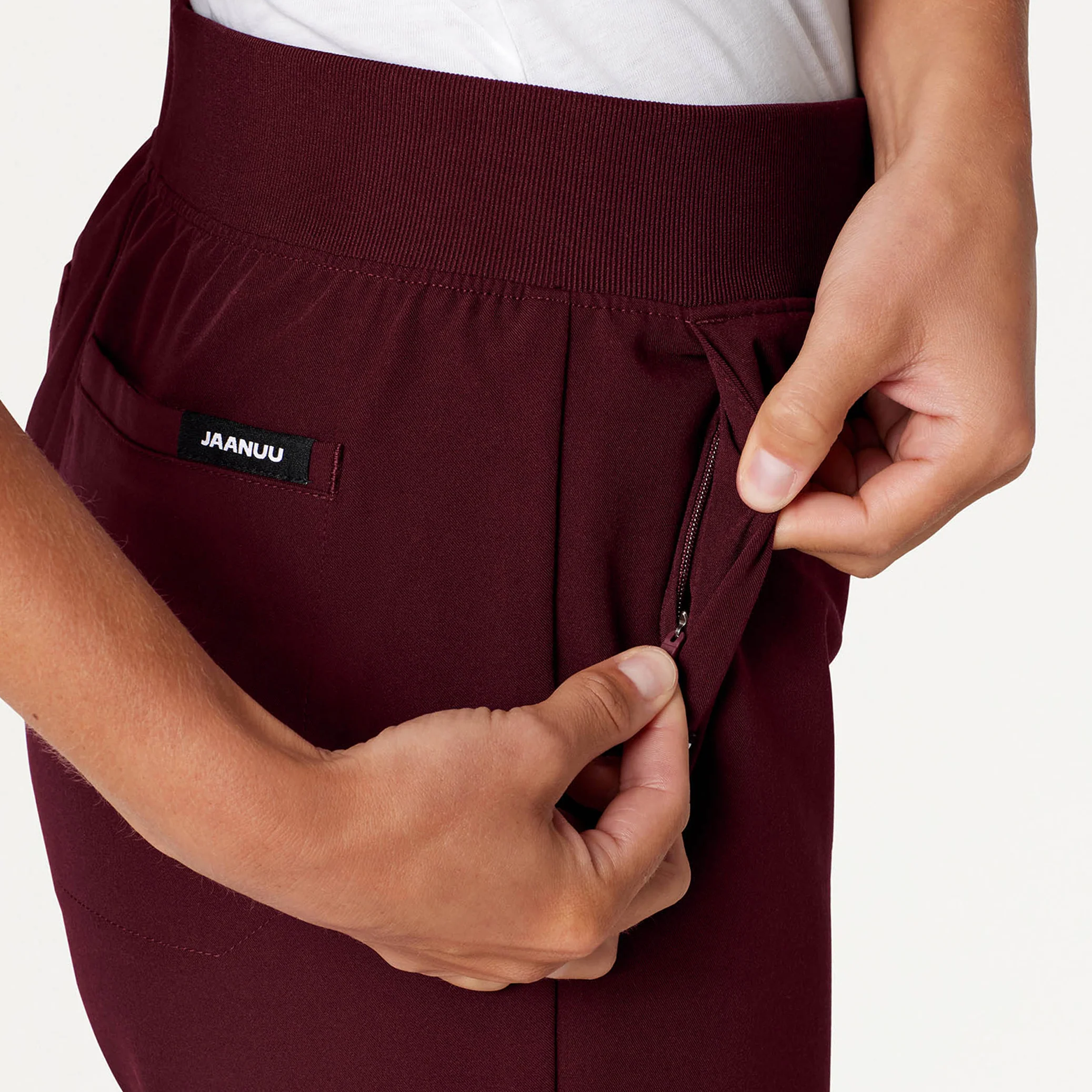 Xenos Essential Knit-Waist Scrub Pant - Burgundy - Image 6
